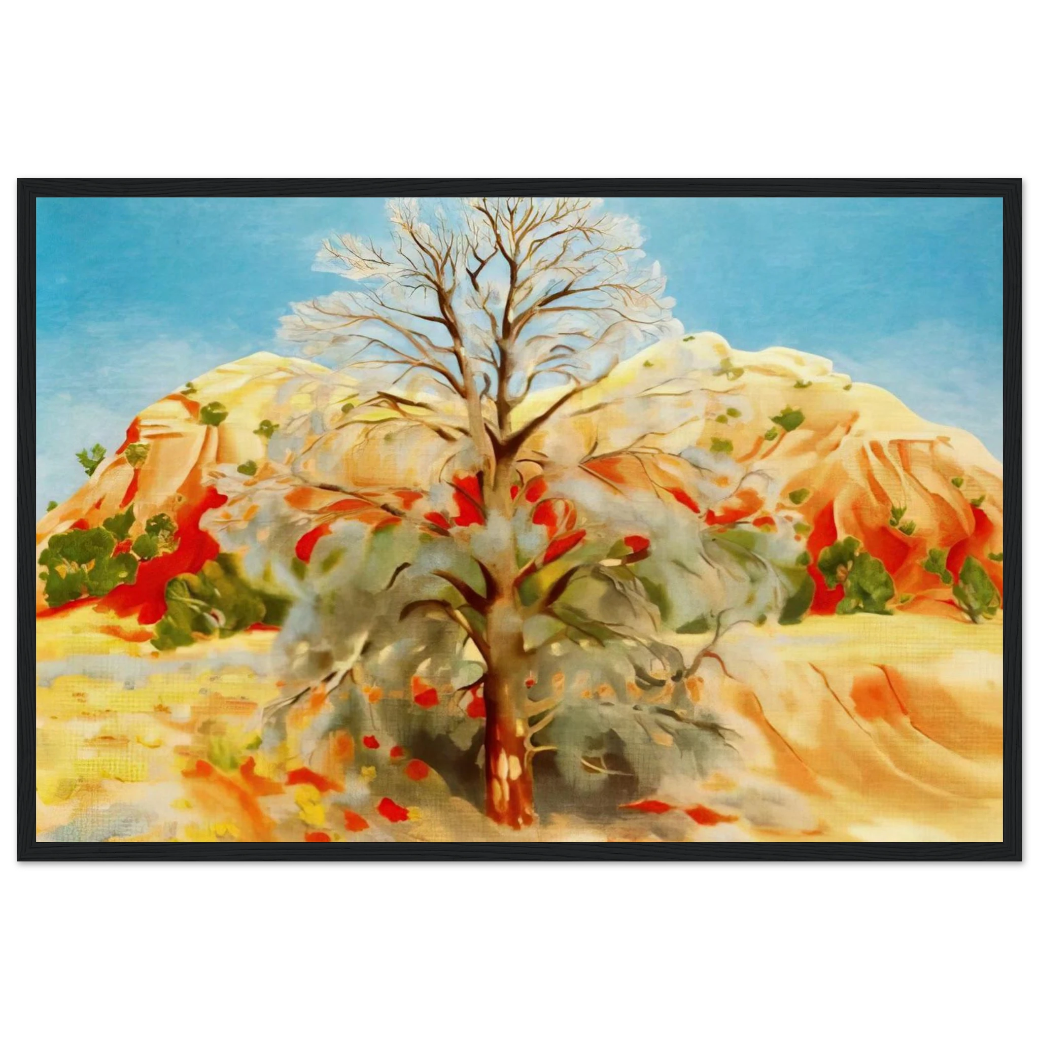 Dead Tree with Pink Hill Framed Poster | Georgia O'Keeffe Framed Prints Wall Art | Georgia O Keeffe Prints