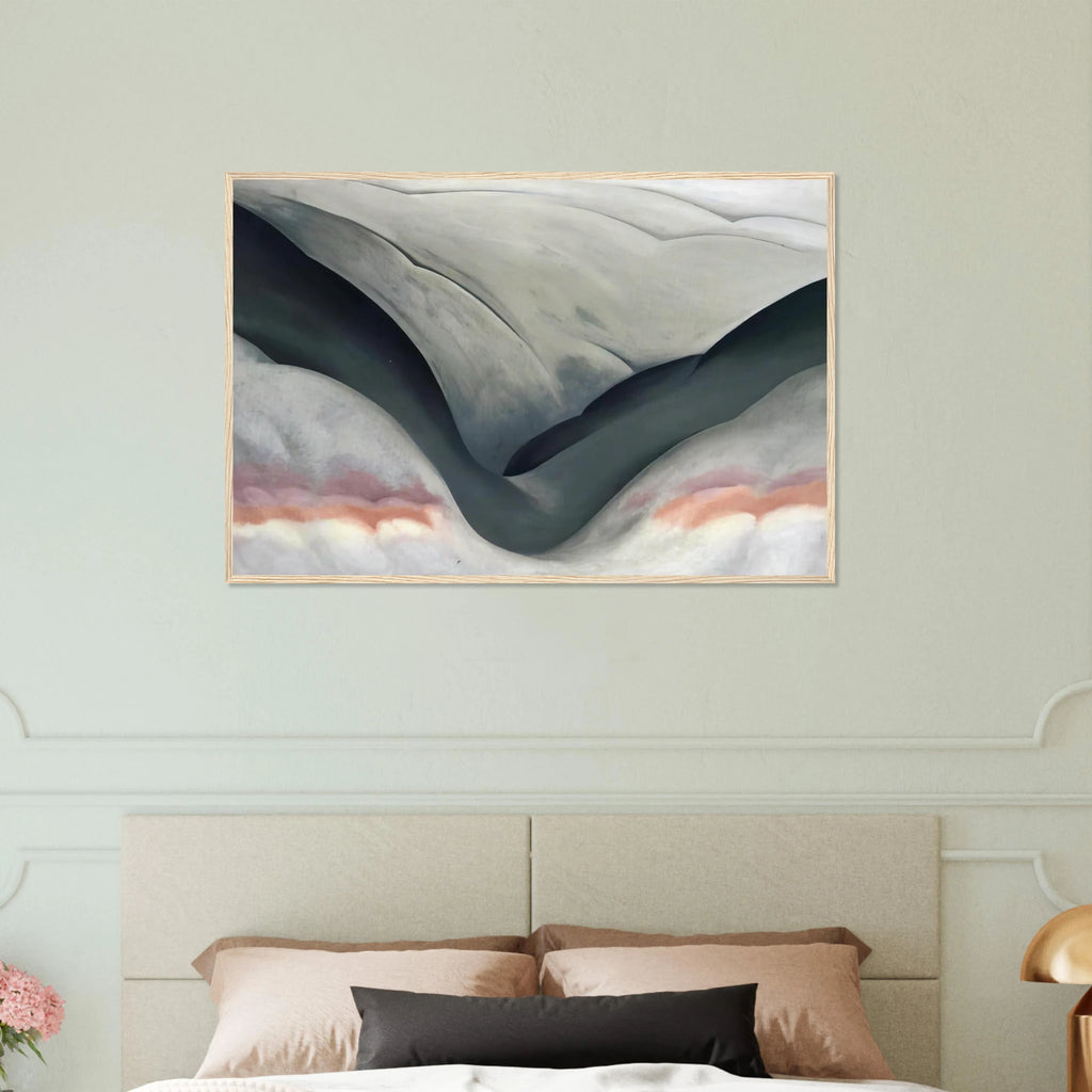 Black Place, Grey and Pink Framed Poster | Georgia O'Keeffe Framed Prints Wall Art | Georgia O Keeffe Prints