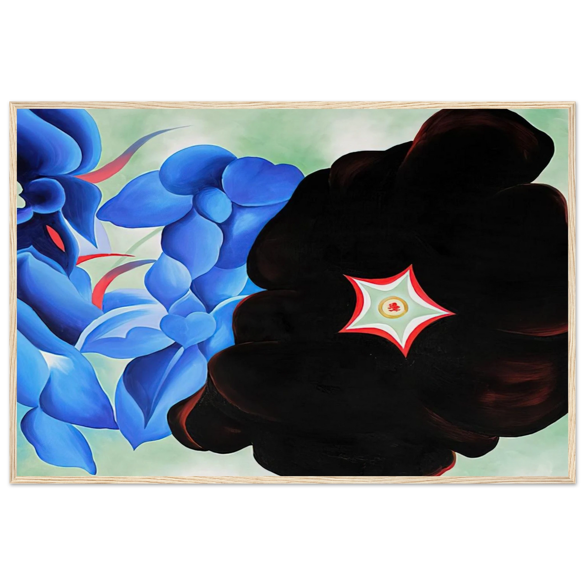 Black Hollyhock - Blue Larkspur Framed Poster | Georgia O'Keeffe Framed Prints Wall Art | Georgia O Keeffe Prints