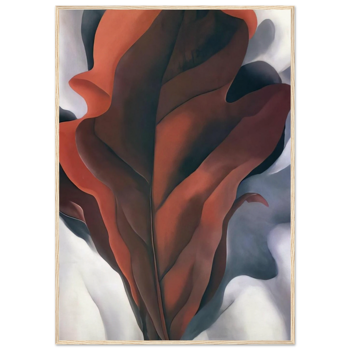 Large Dark Red Leaves on White Framed Poster | Georgia O'Keeffe Framed Prints Wall Art | Georgia O Keeffe Prints