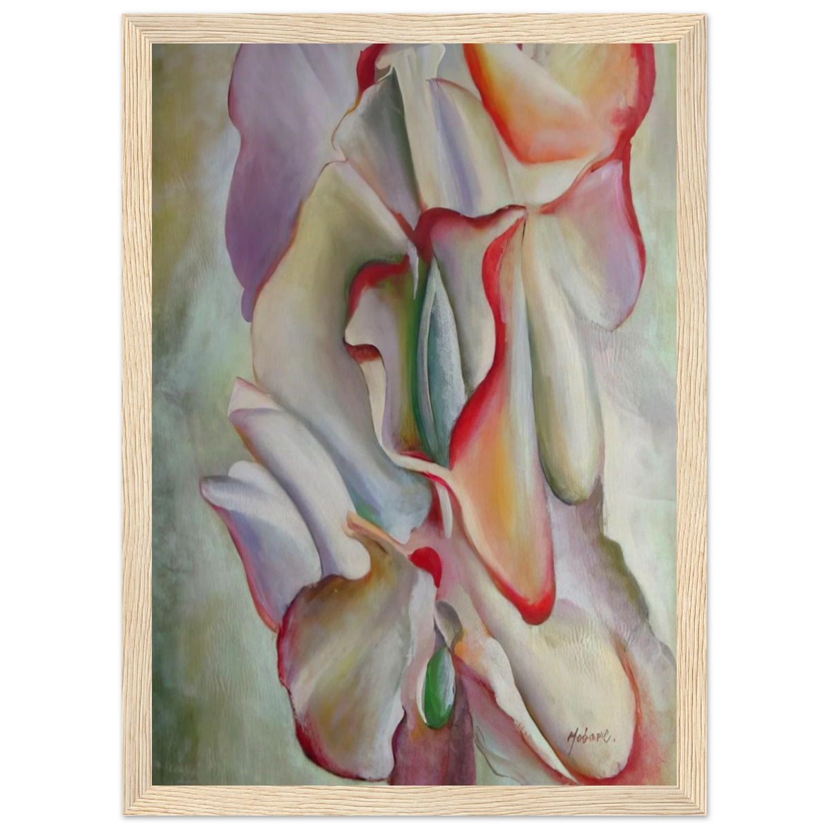 Pink Sweet Peas Framed Poster | Georgia O'Keeffe Framed Prints Wall Art | Georgia O Keeffe Prints