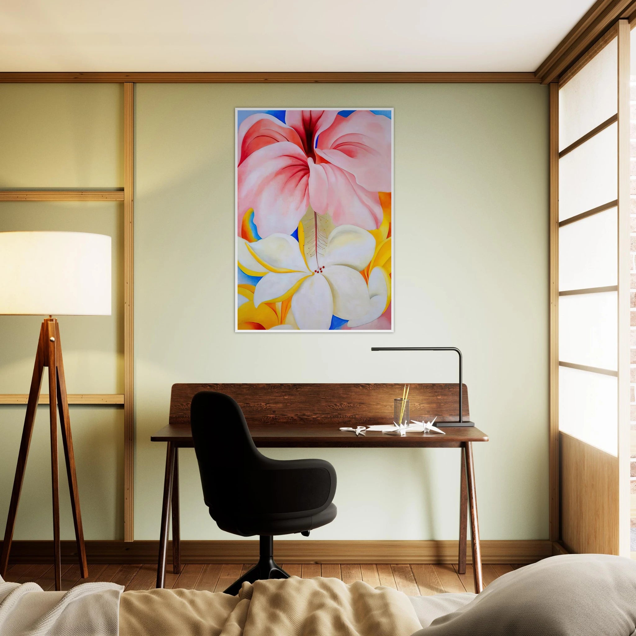 Hibiscus with Plumeria Framed Poster | Georgia O'Keeffe Framed Prints Wall Art | Georgia O Keeffe Prints