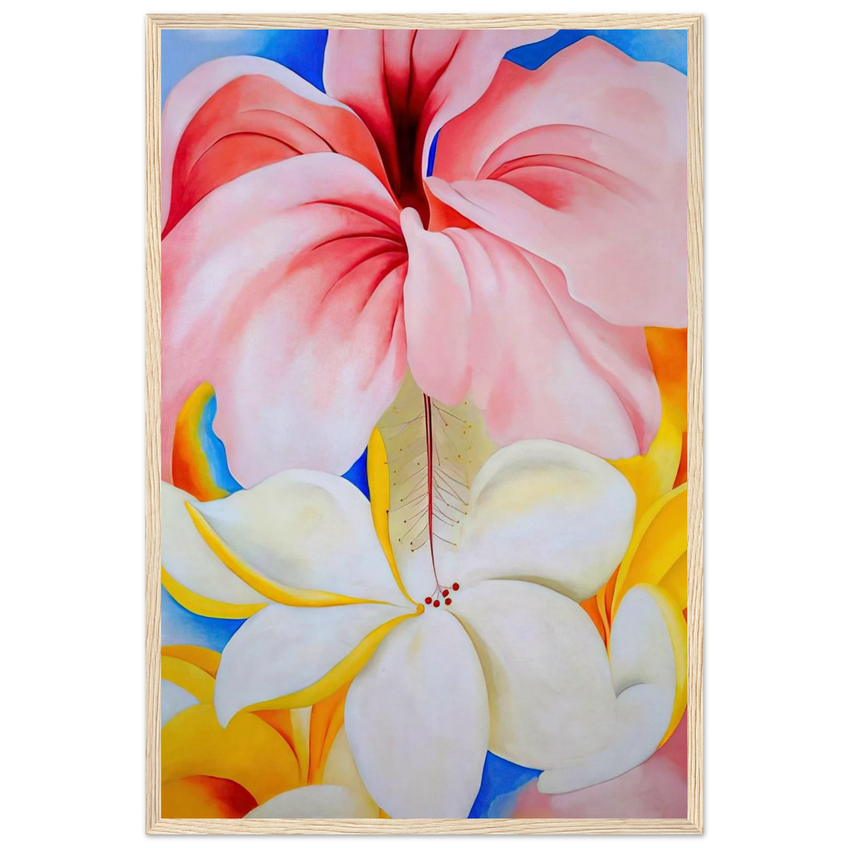 Hibiscus with Plumeria Framed Poster | Georgia O'Keeffe Framed Prints Wall Art | Georgia O Keeffe Prints