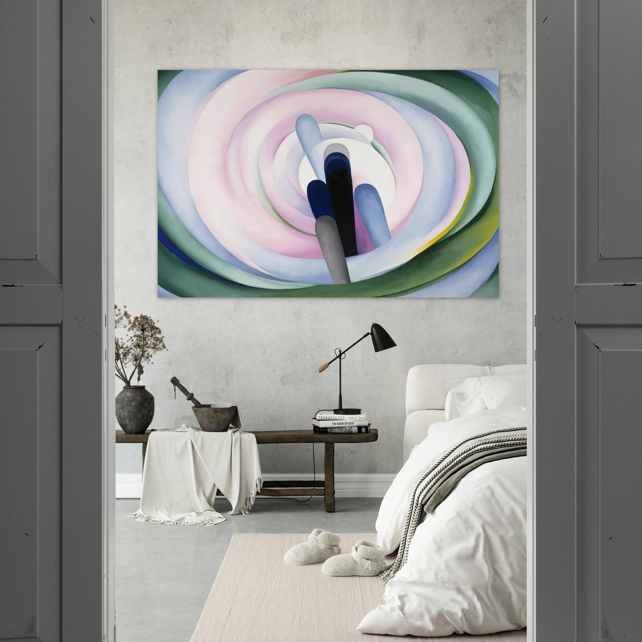 Grey Blue and Black, Pink Circle Poster | Georgia O'Keeffe Poster | Georgia O Keeffe Prints