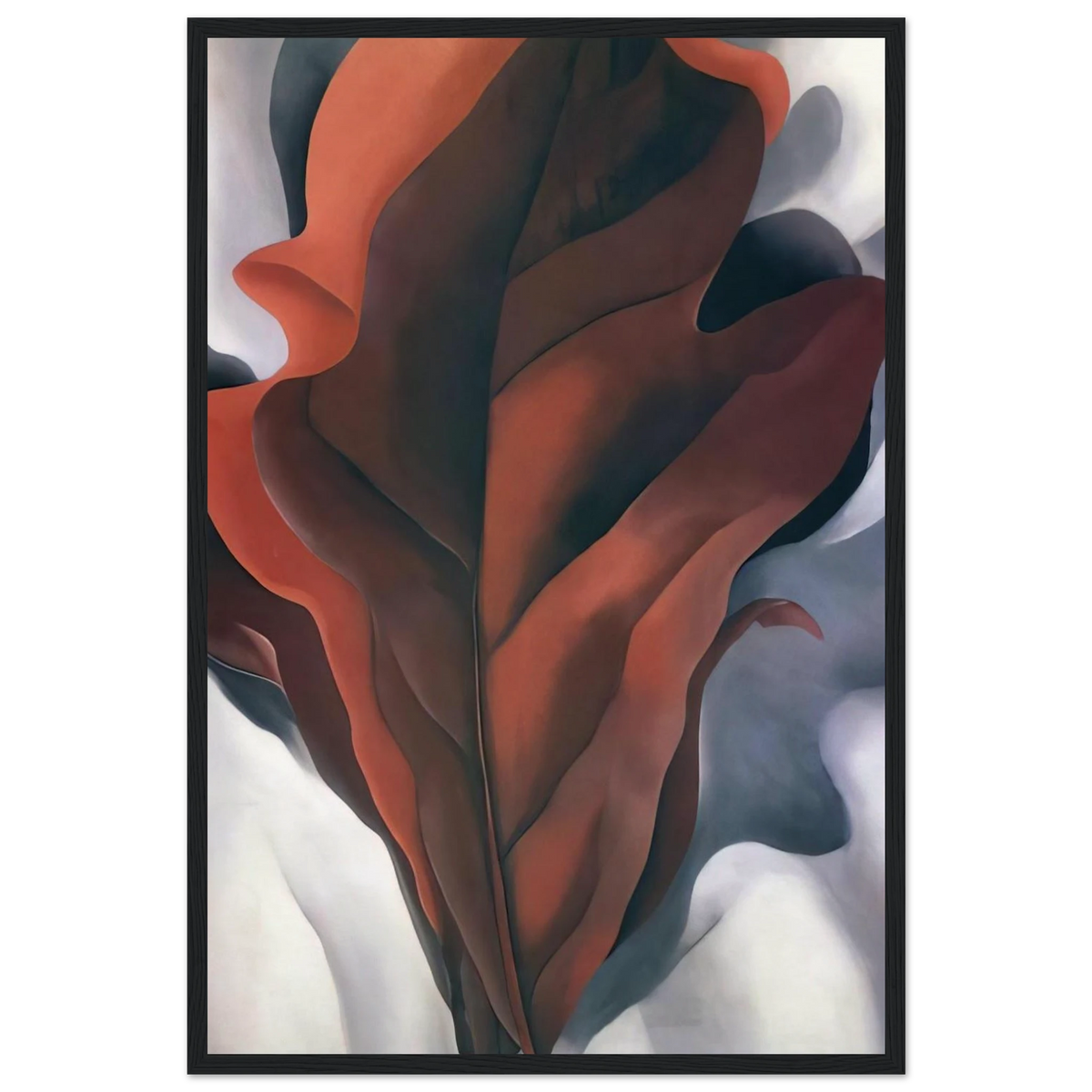 Large Dark Red Leaves on White Framed Poster | Georgia O'Keeffe Framed Prints Wall Art | Georgia O Keeffe Prints