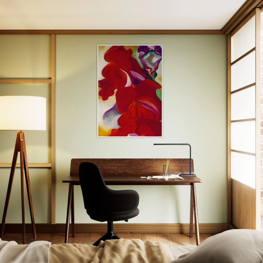 Red Snapdragons Framed Poster | Georgia O'Keeffe Framed Prints Wall Art | Georgia O Keeffe Prints