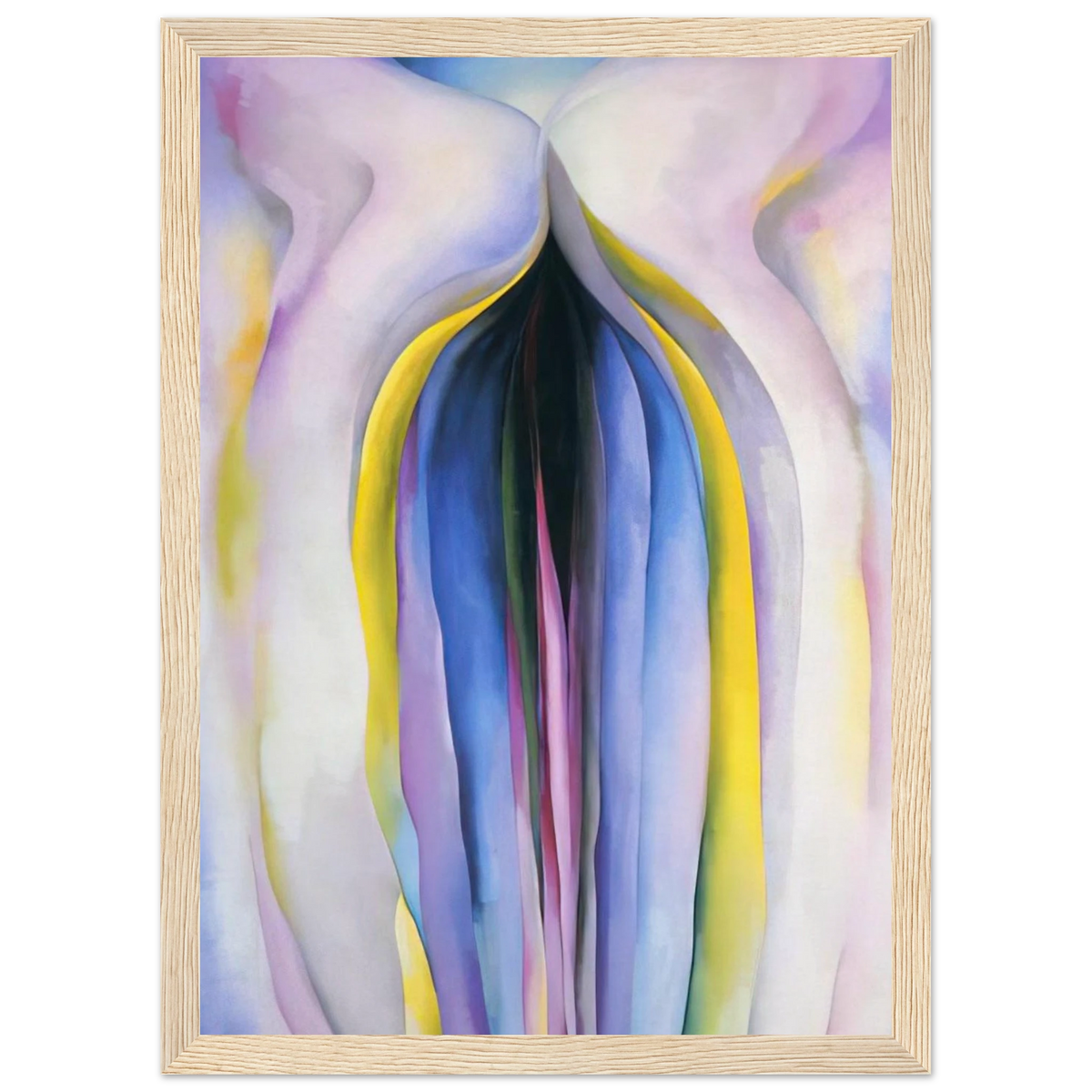Grey Line With Black, Blue And Yellow Framed Poster | Georgia O'Keeffe Framed Prints Wall Art | Georgia O Keeffe Prints