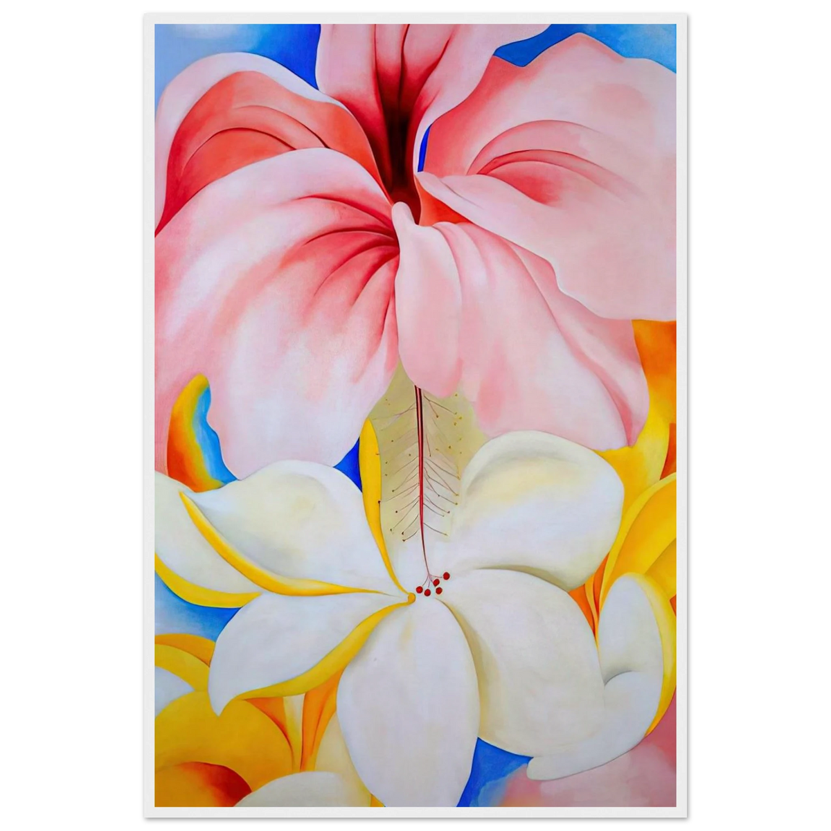 Hibiscus with Plumeria Framed Poster | Georgia O'Keeffe Framed Prints Wall Art | Georgia O Keeffe Prints