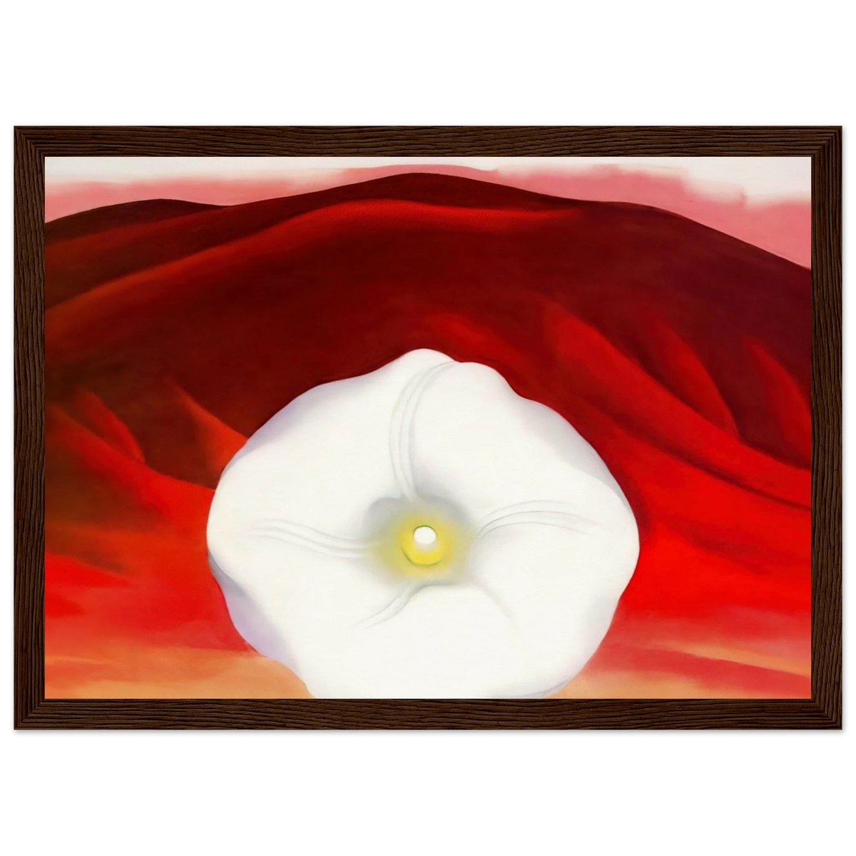 Red hills and white flower Framed Poster | Georgia O'Keeffe Framed Prints Wall Art | Georgia O Keeffe Prints