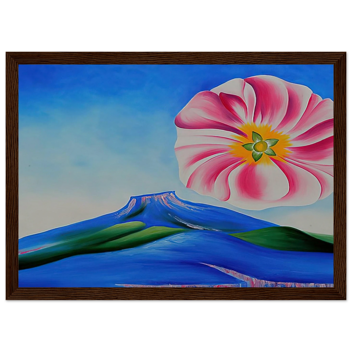 Hollyhock Pink with Pedernal Framed Poster | Georgia O'Keeffe Framed Prints Wall Art | Georgia O Keeffe Prints