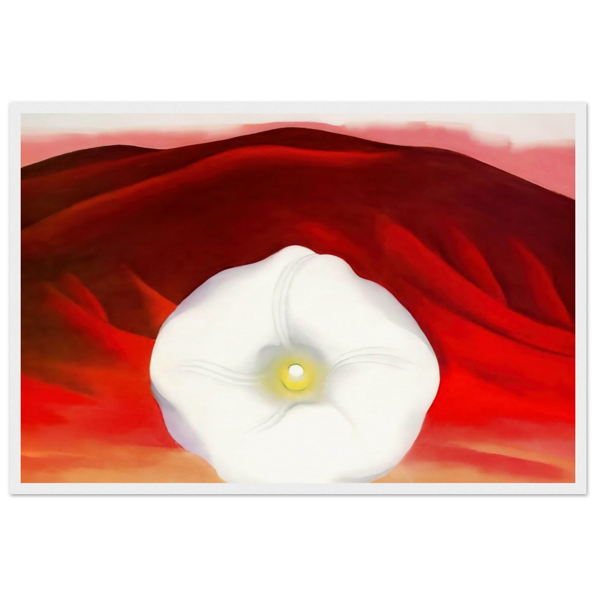 Red hills and white flower Framed Poster | Georgia O'Keeffe Framed Prints Wall Art | Georgia O Keeffe Prints