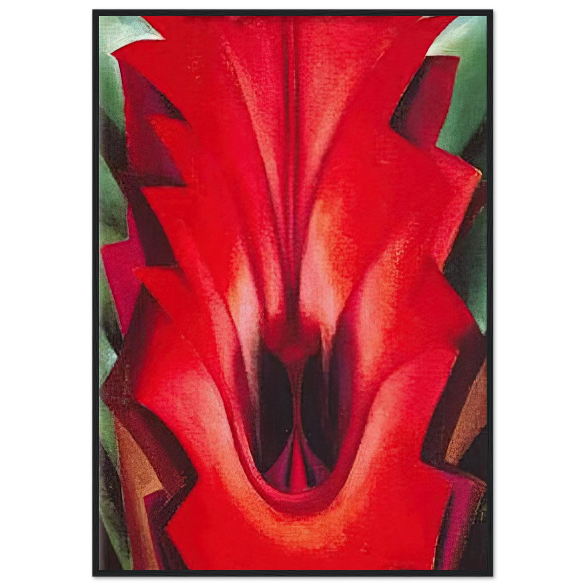 Inside Red Canna Framed Poster | Georgia O'Keeffe Framed Prints Wall Art | Georgia O Keeffe Prints