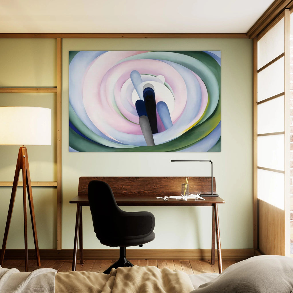 Grey Blue and Black, Pink Circle Poster | Georgia O'Keeffe Poster | Georgia O Keeffe Prints