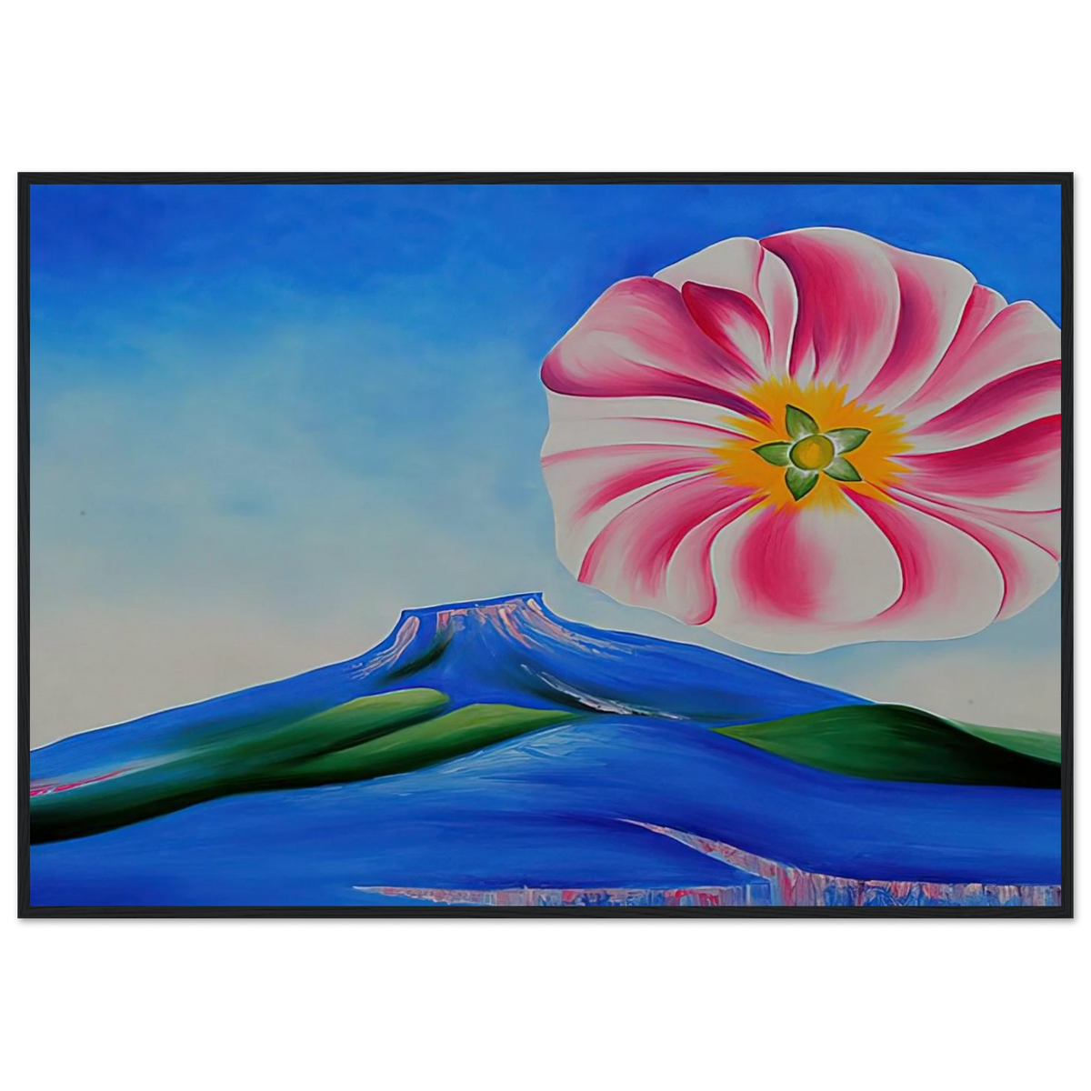 Hollyhock Pink with Pedernal Framed Poster | Georgia O'Keeffe Framed Prints Wall Art | Georgia O Keeffe Prints