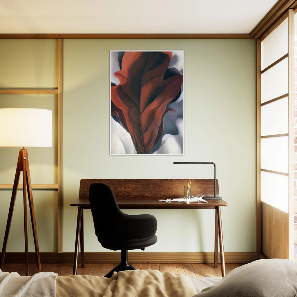 Large Dark Red Leaves on White Framed Poster | Georgia O'Keeffe Framed Prints Wall Art | Georgia O Keeffe Prints