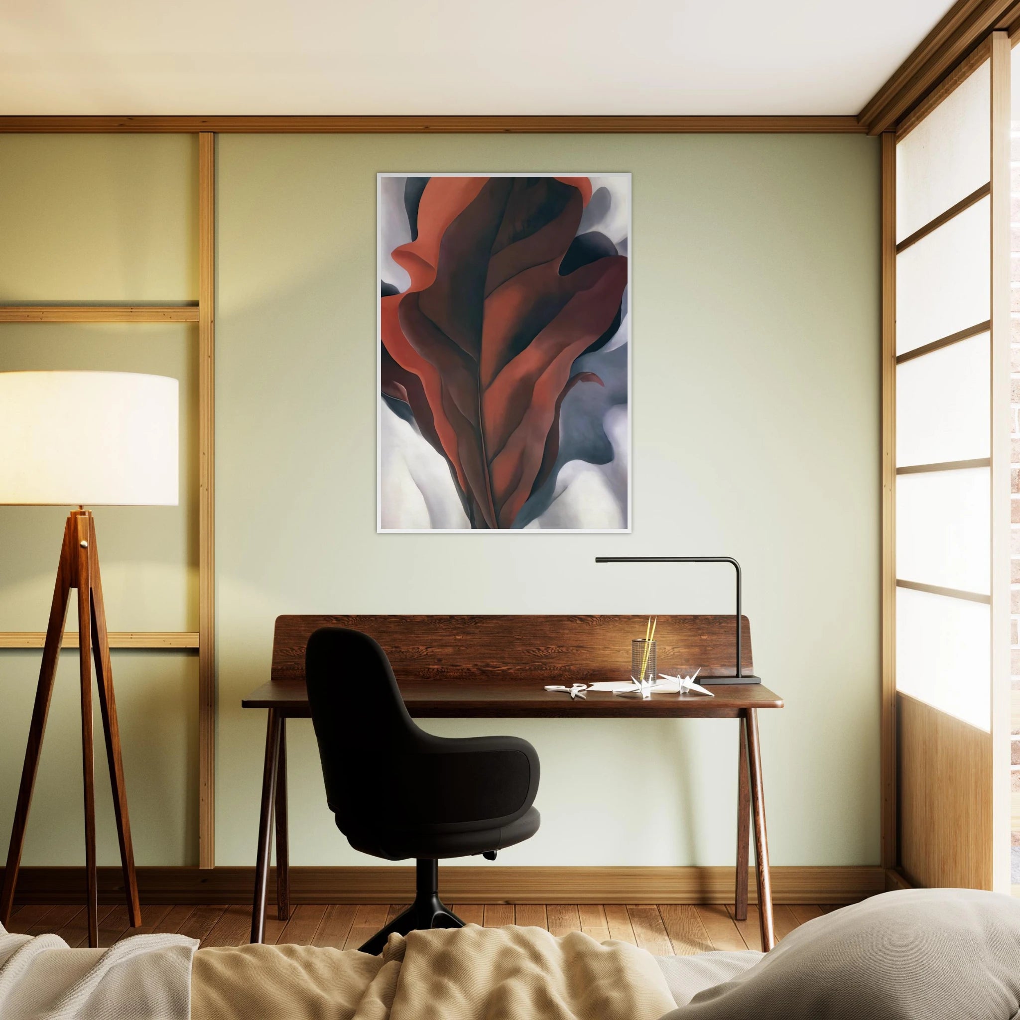 Large Dark Red Leaves on White Framed Poster | Georgia O'Keeffe Framed Prints Wall Art | Georgia O Keeffe Prints