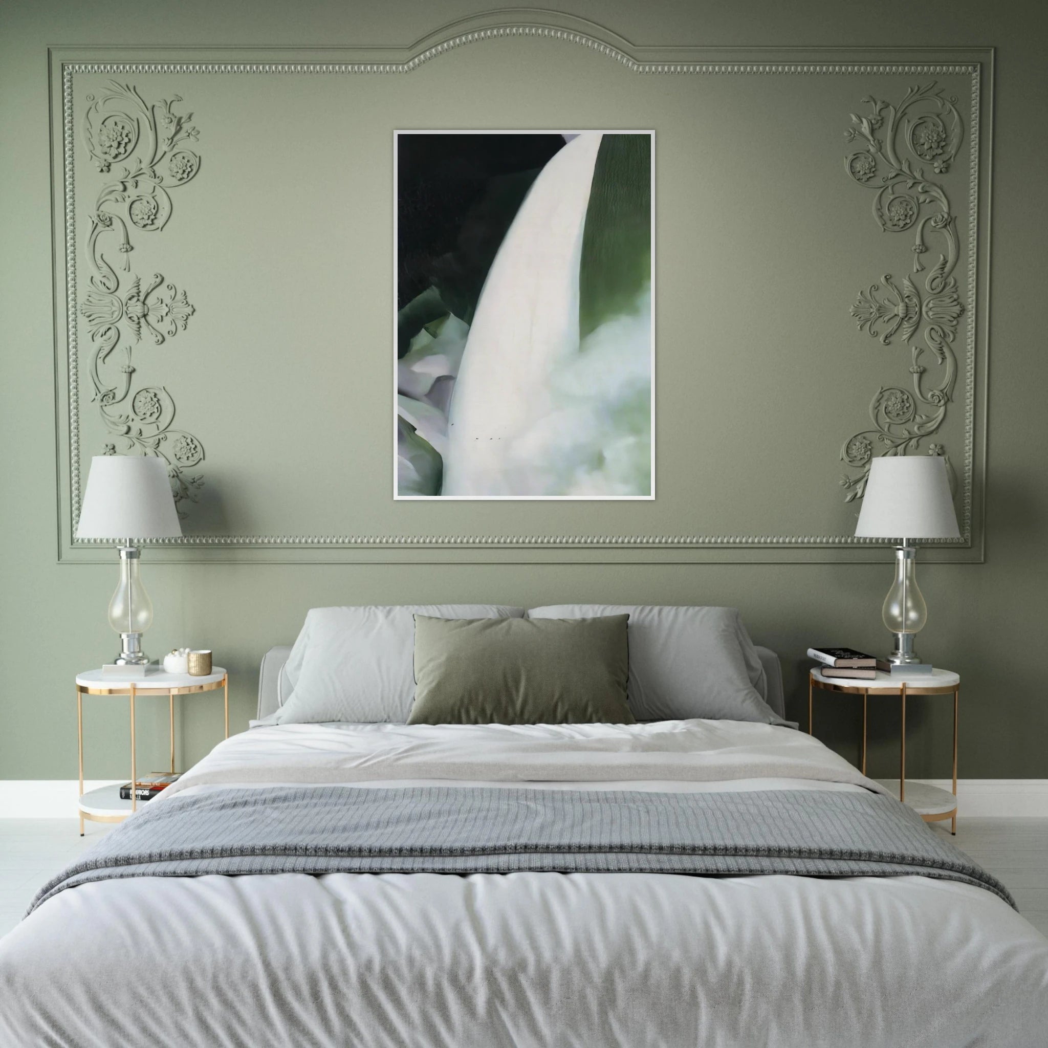 Green and White Framed Poster | Georgia O'Keeffe Framed Prints Wall Art | Georgia O Keeffe Prints