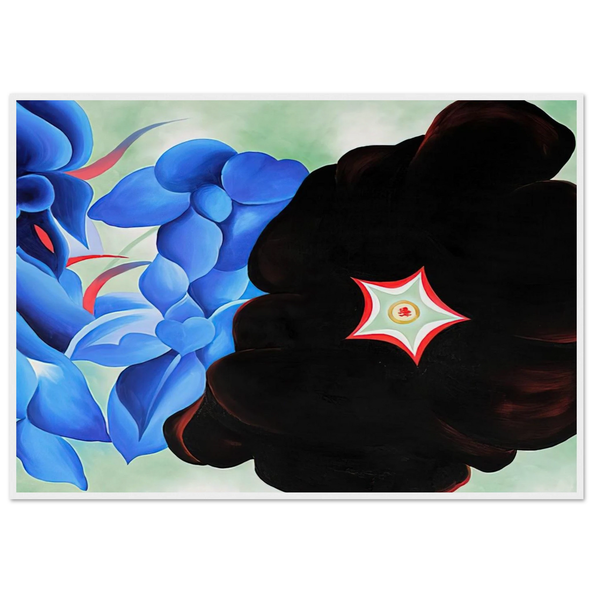 Black Hollyhock - Blue Larkspur Framed Poster | Georgia O'Keeffe Framed Prints Wall Art | Georgia O Keeffe Prints