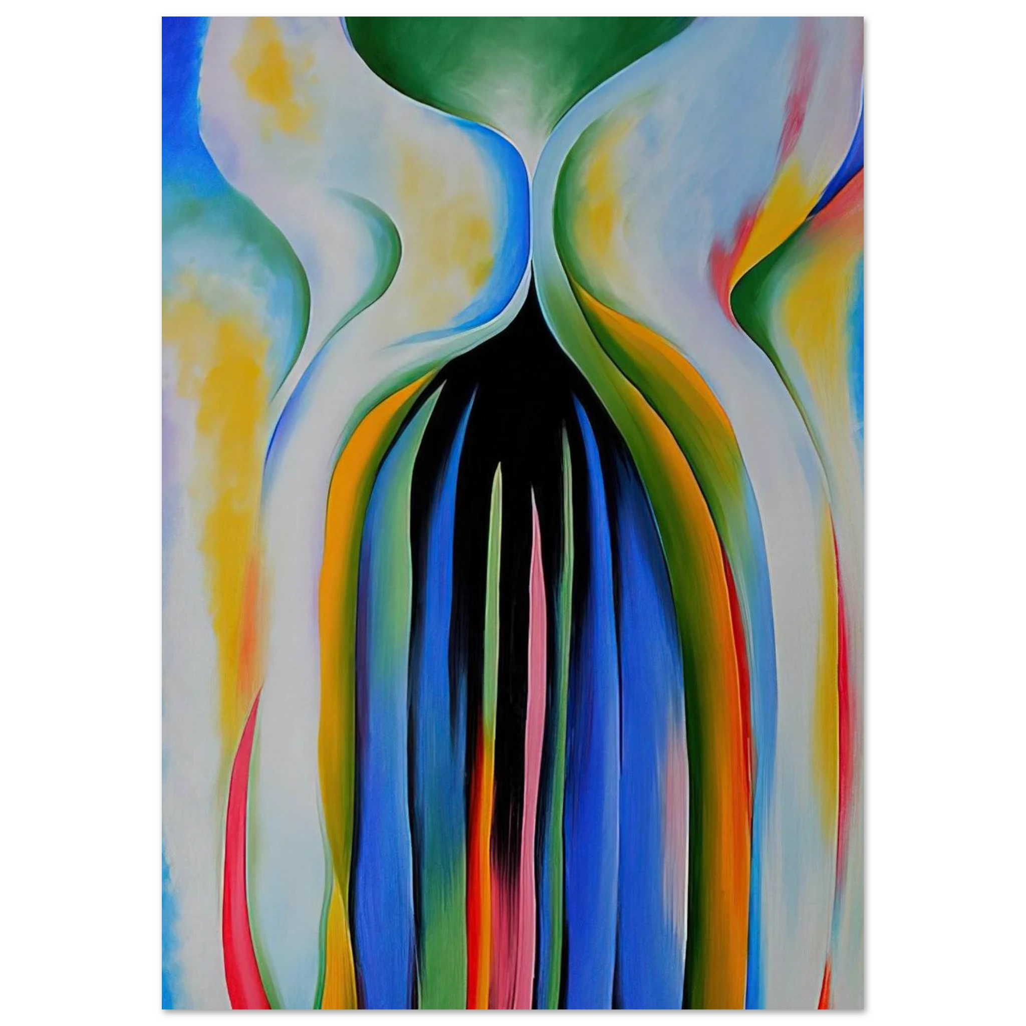 Gray line with black, blue, and yellow Poster | Georgia O'Keeffe Poster | Georgia O Keeffe Prints