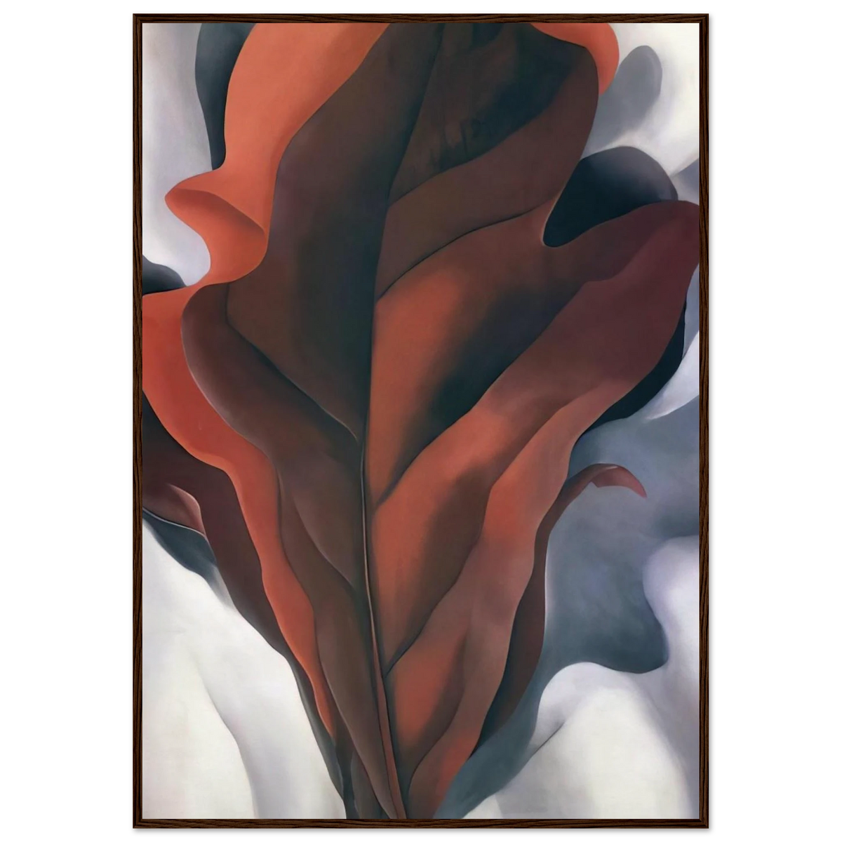 Large Dark Red Leaves on White Framed Poster | Georgia O'Keeffe Framed Prints Wall Art | Georgia O Keeffe Prints
