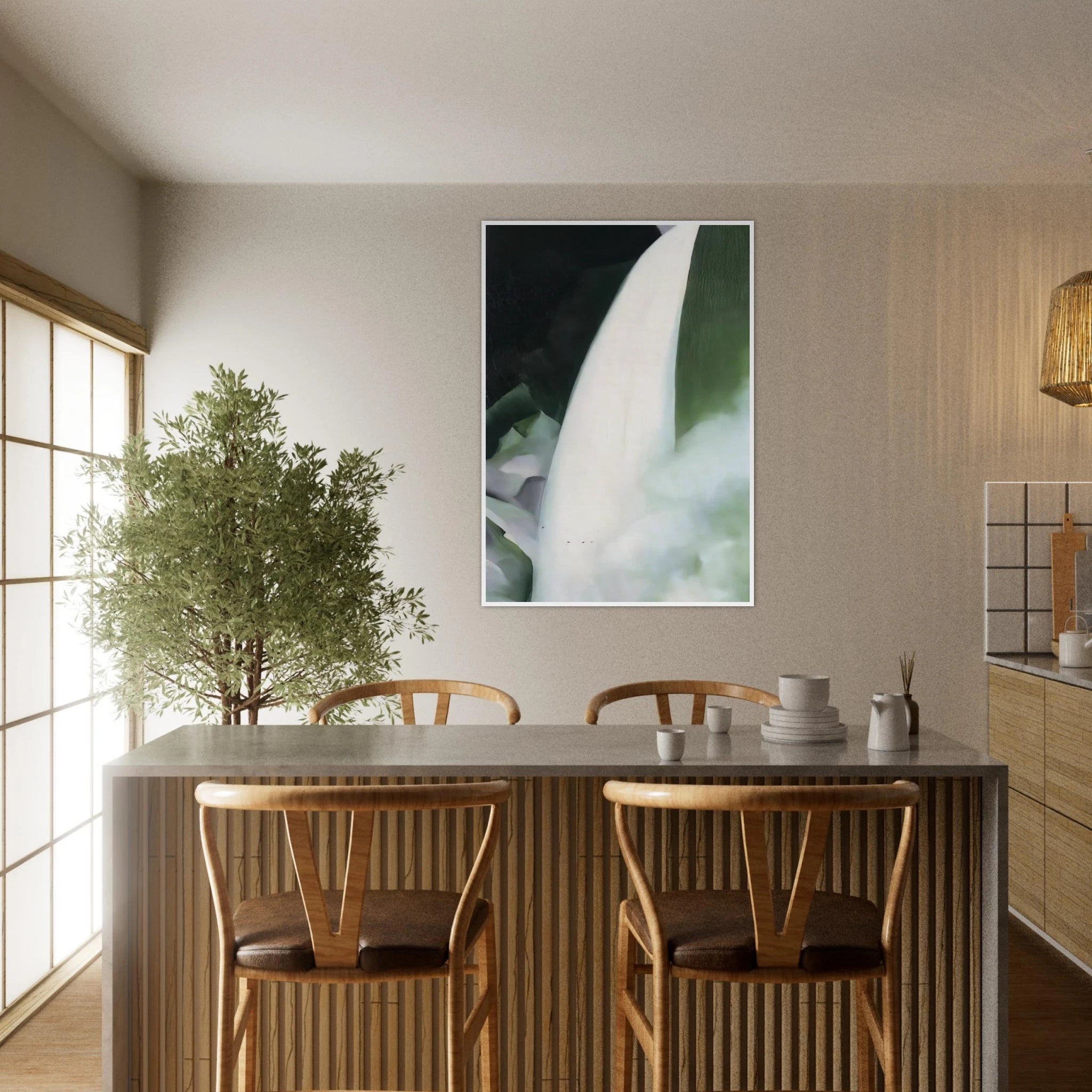 Green and White Framed Poster | Georgia O'Keeffe Framed Prints Wall Art | Georgia O Keeffe Prints