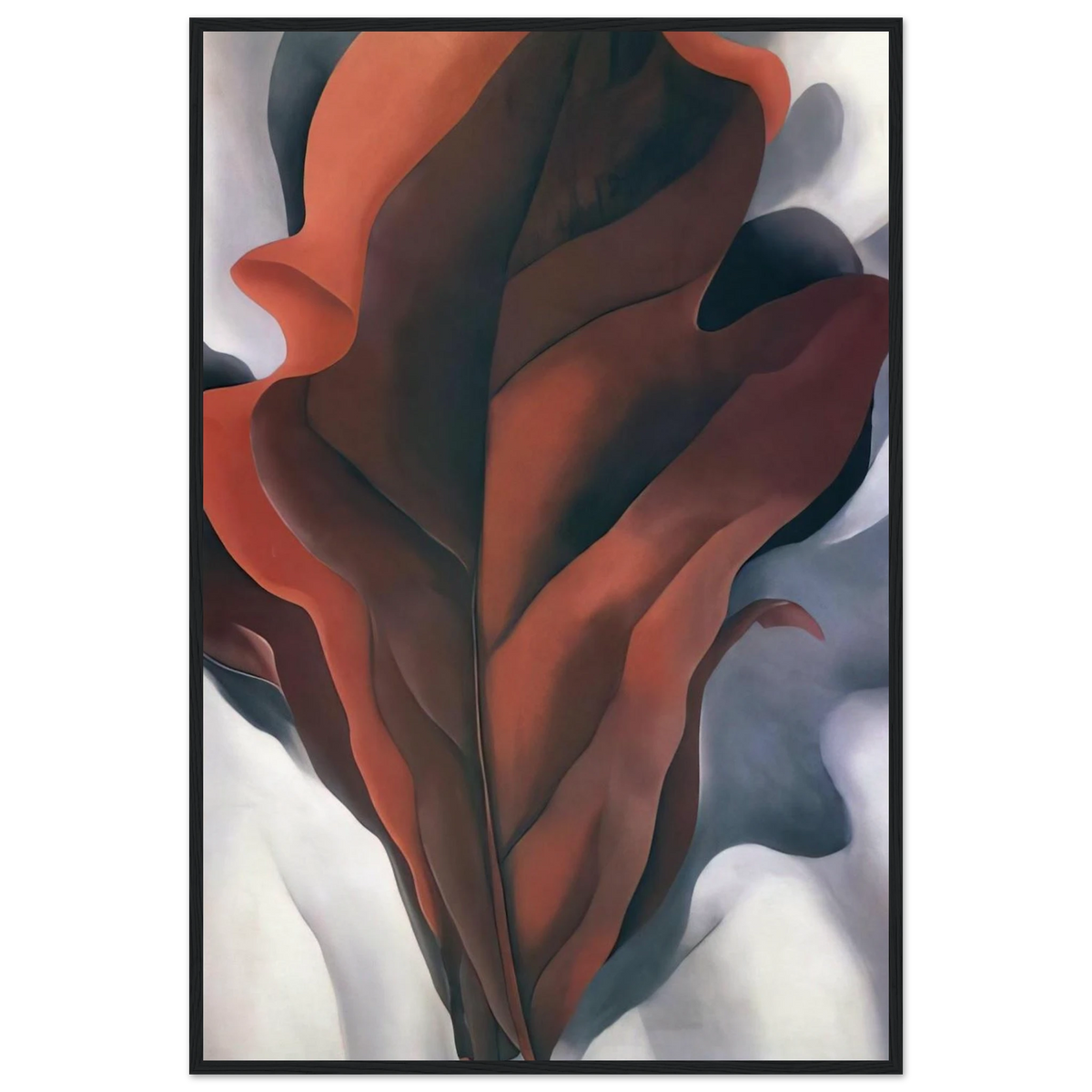 Large Dark Red Leaves on White Framed Poster | Georgia O'Keeffe Framed Prints Wall Art | Georgia O Keeffe Prints