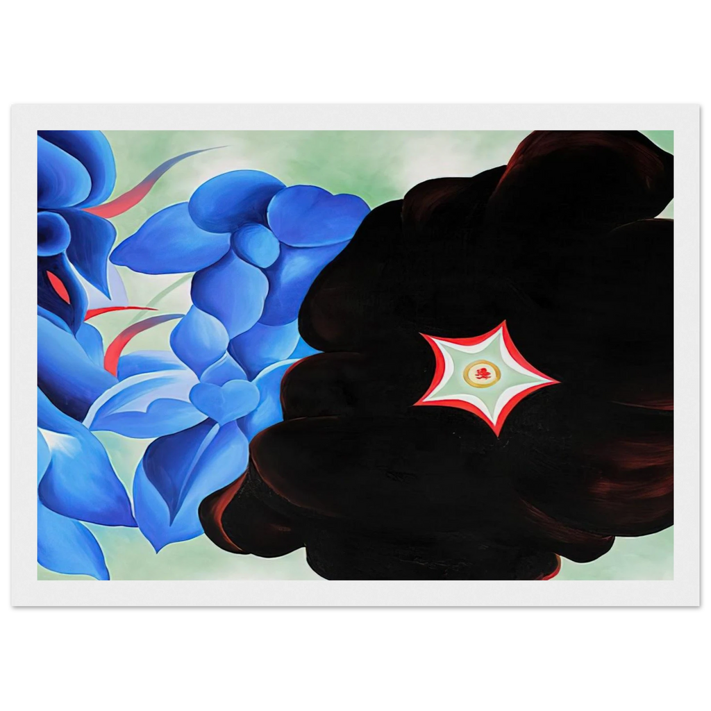 Black Hollyhock - Blue Larkspur Framed Poster | Georgia O'Keeffe Framed Prints Wall Art | Georgia O Keeffe Prints