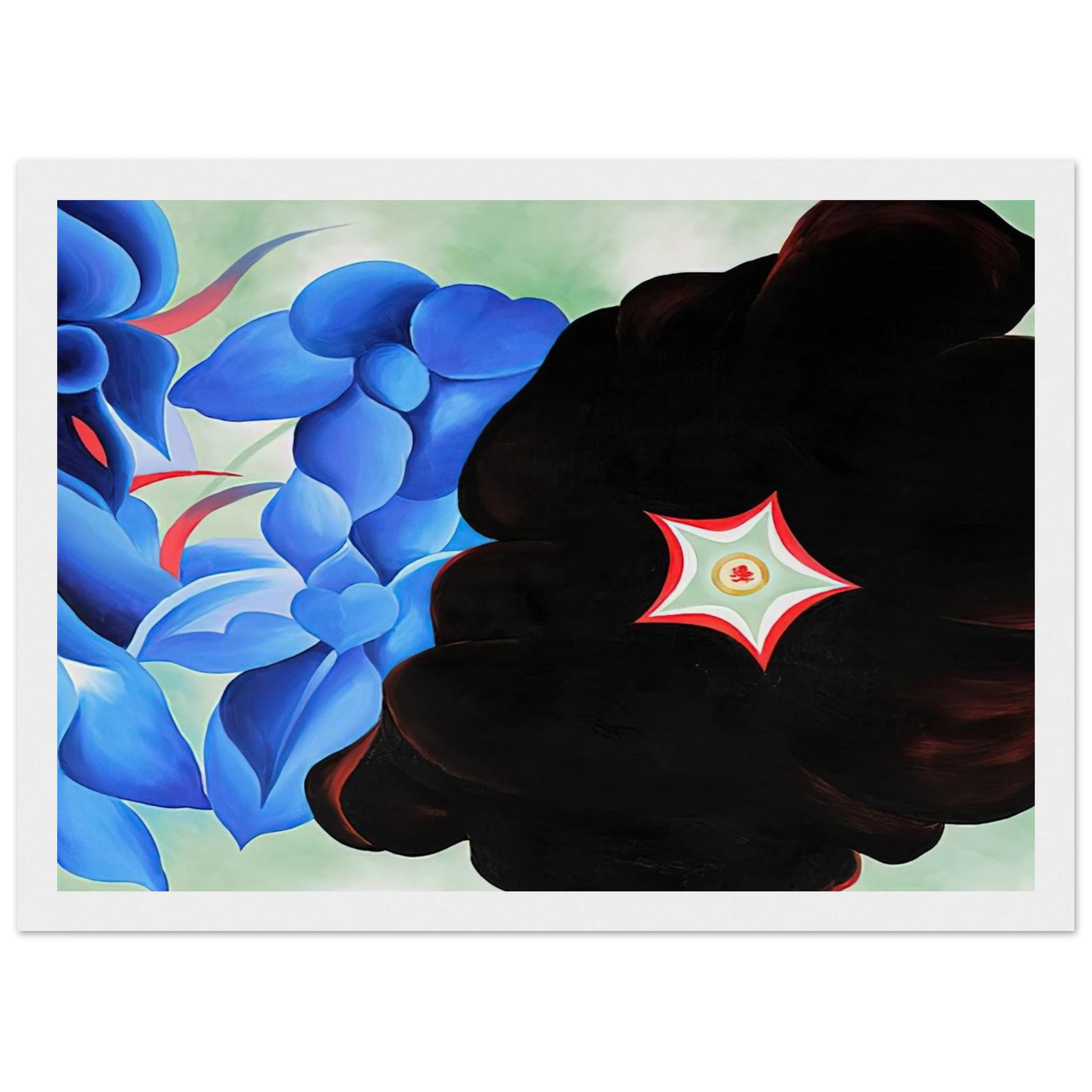 Black Hollyhock - Blue Larkspur Framed Poster | Georgia O'Keeffe Framed Prints Wall Art | Georgia O Keeffe Prints