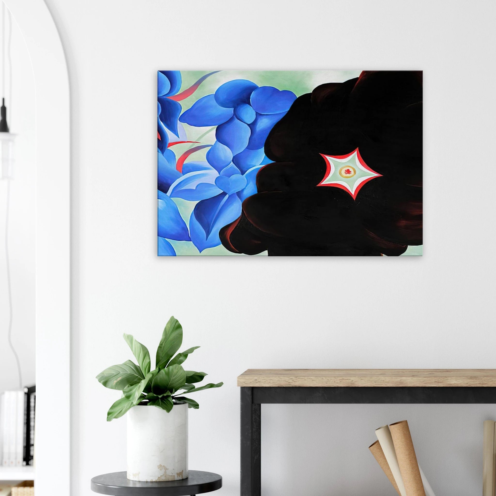Black Hollyhock - Blue Larkspur Canvas | Georgia O'Keeffe Canvas | Georgia O Keeffe Prints