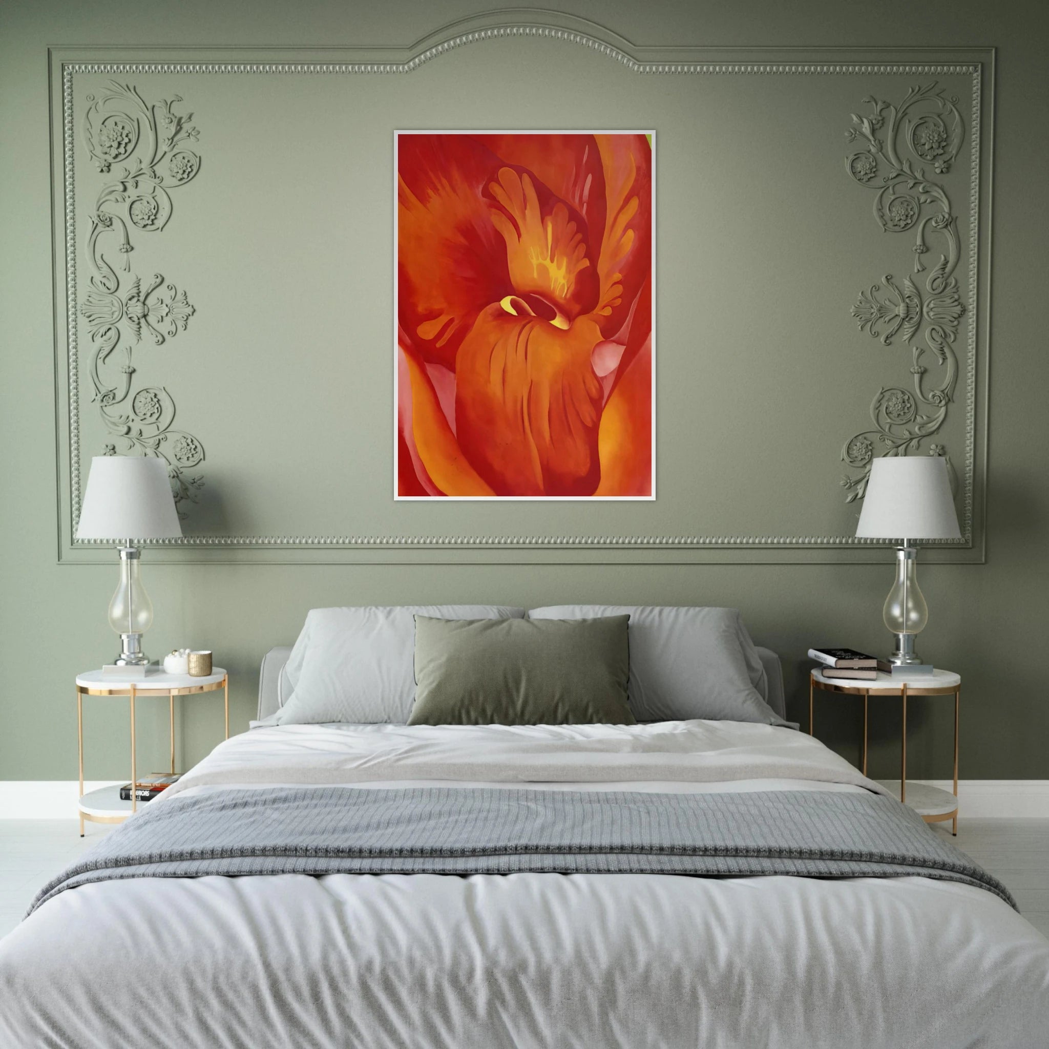 Canna Red and Orange Framed Poster | Georgia O'Keeffe Framed Prints Wall Art | Georgia O Keeffe Prints