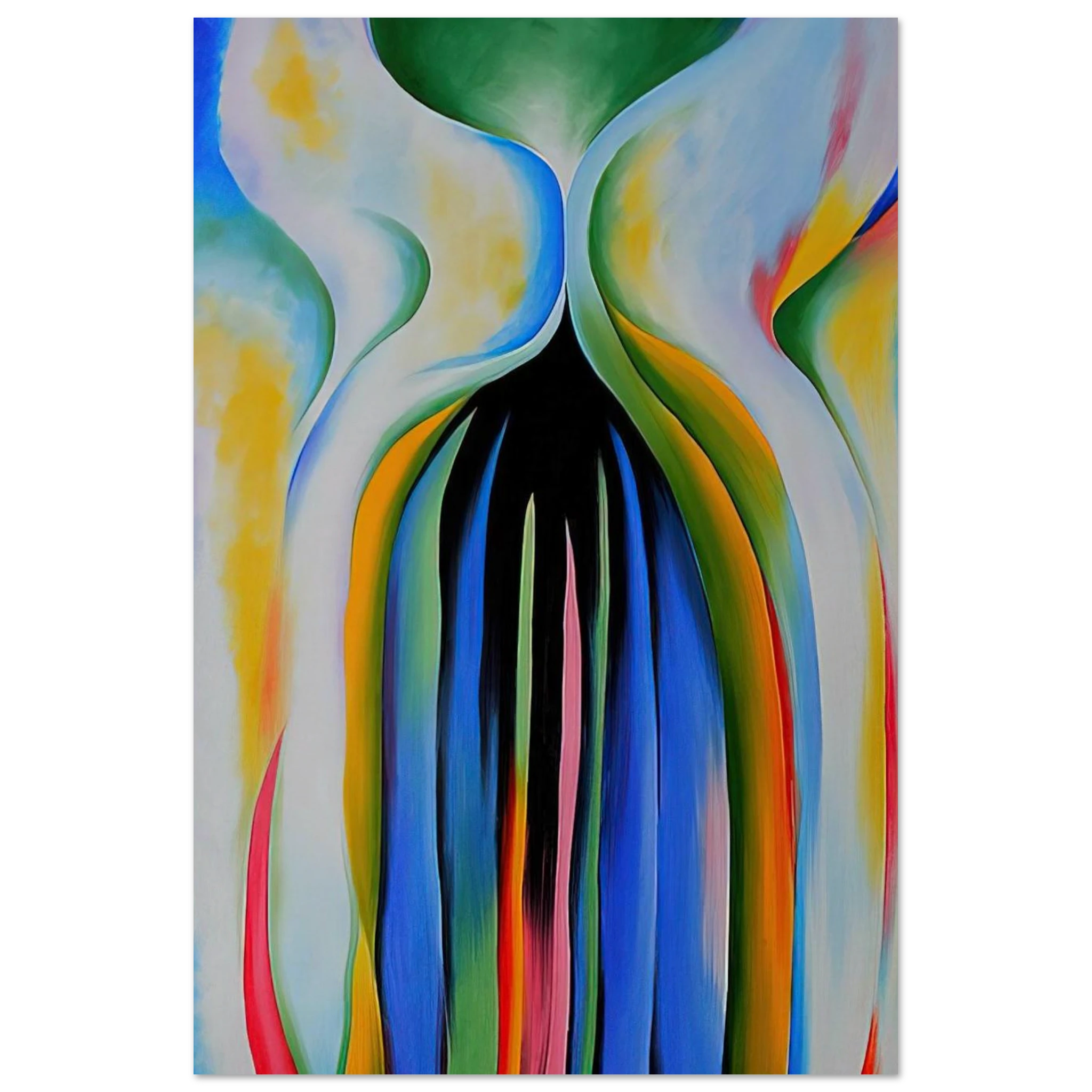 Gray line with black, blue, and yellow Poster | Georgia O'Keeffe Poster | Georgia O Keeffe Prints