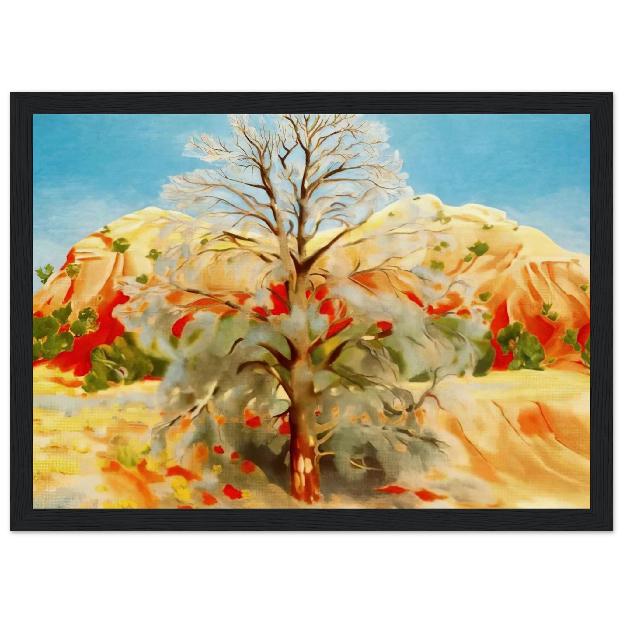 Dead Tree with Pink Hill Framed Poster | Georgia O'Keeffe Framed Prints Wall Art | Georgia O Keeffe Prints