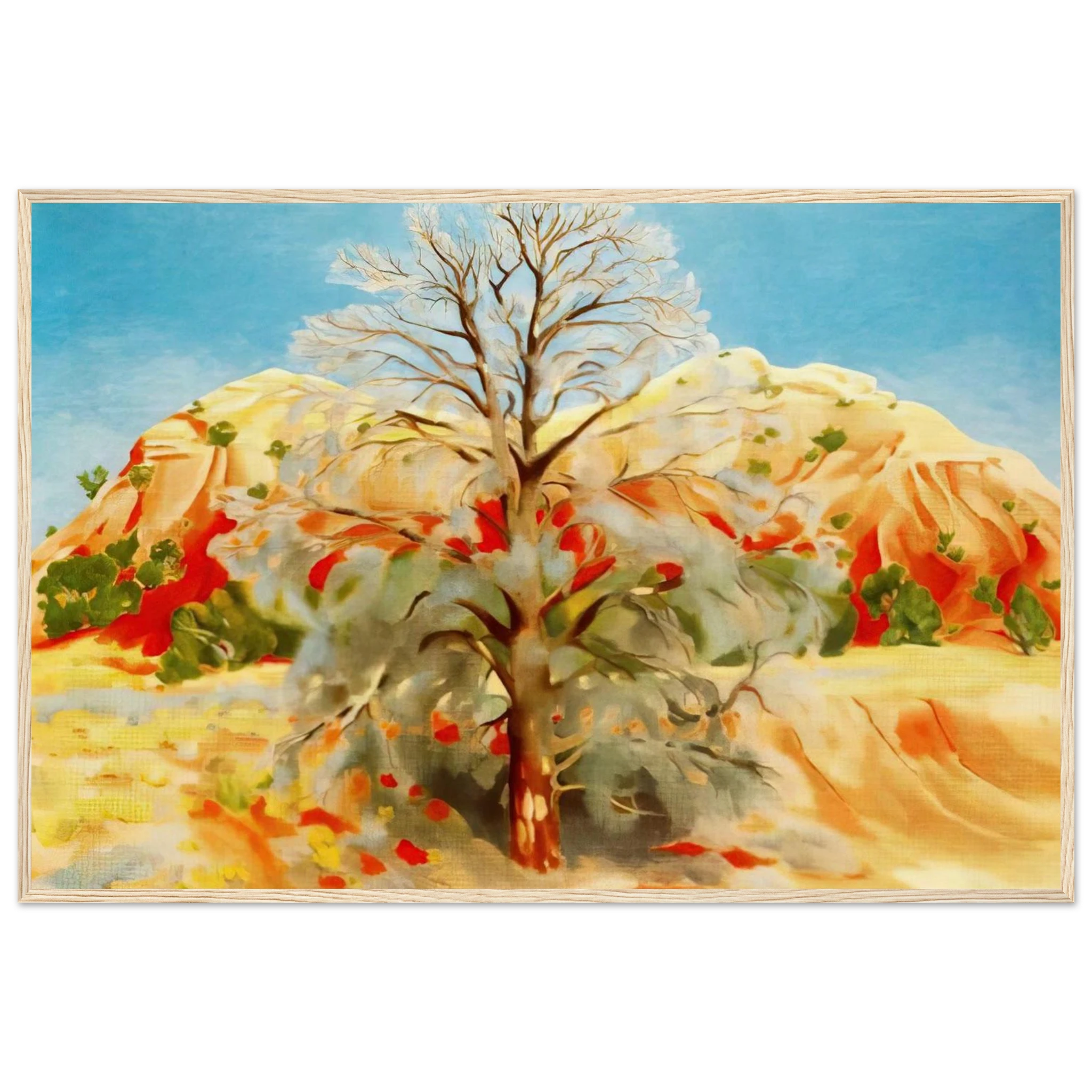Dead Tree with Pink Hill Framed Poster | Georgia O'Keeffe Framed Prints Wall Art | Georgia O Keeffe Prints