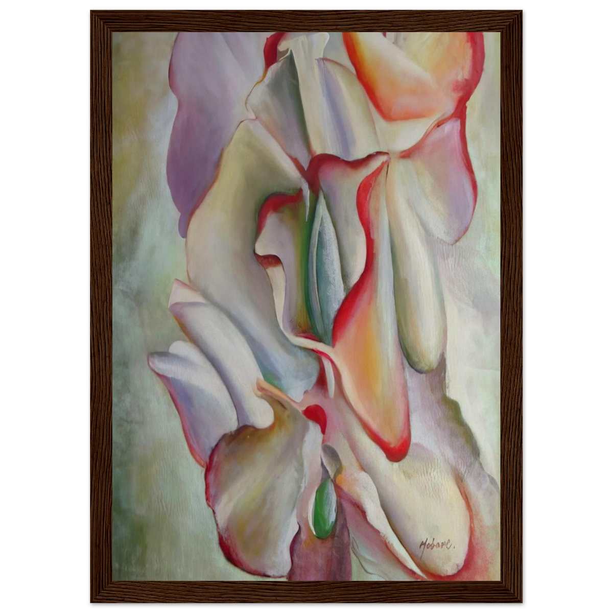 Pink Sweet Peas Framed Poster | Georgia O'Keeffe Framed Prints Wall Art | Georgia O Keeffe Prints
