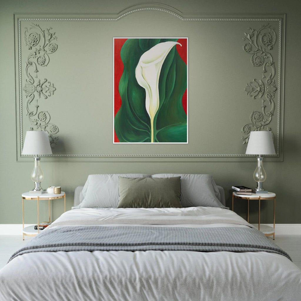 Single Calla Lily  Red  Framed Poster | Georgia O'Keeffe Framed Prints Wall Art | Georgia O Keeffe Prints