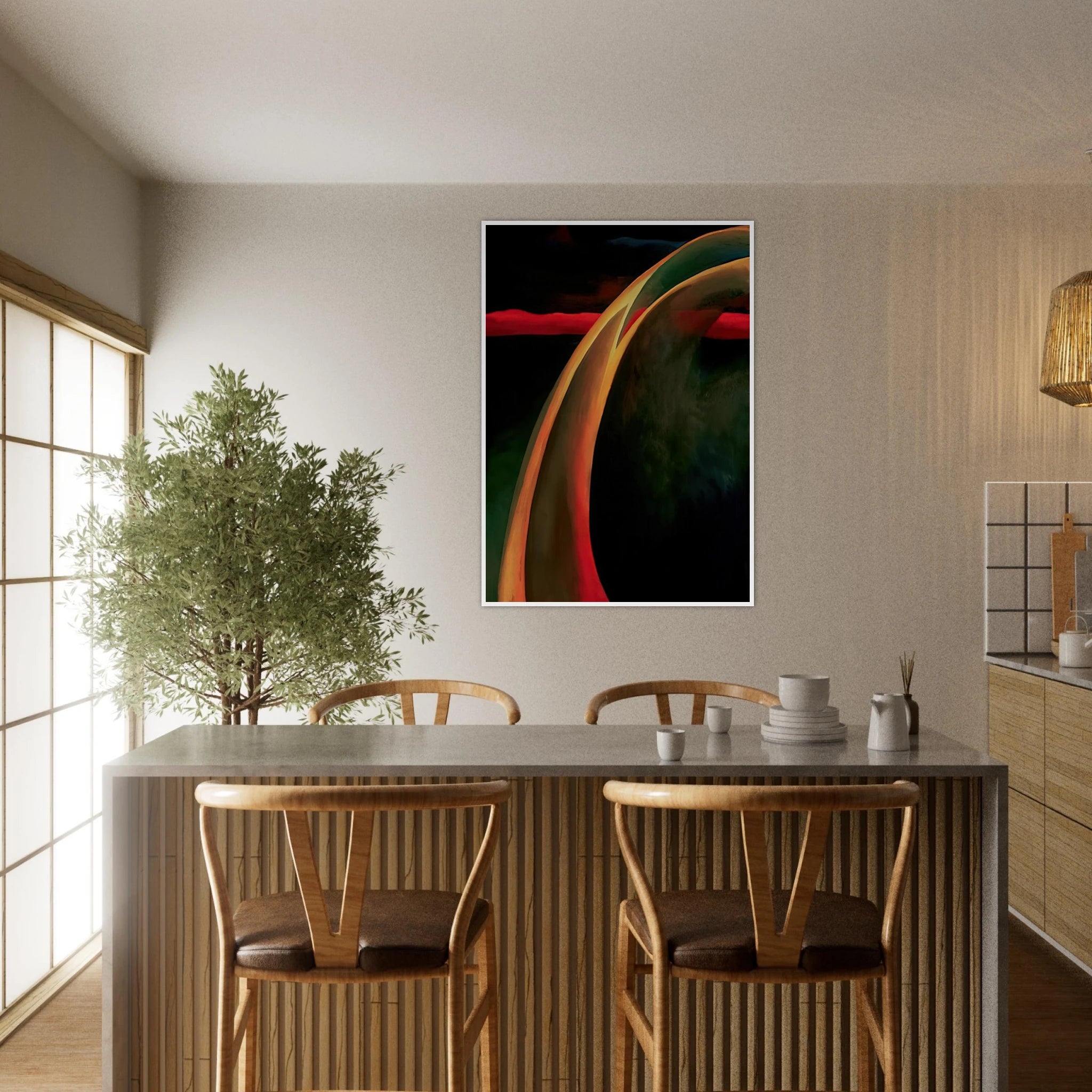 Red and Orange Streak Framed Poster | Georgia O'Keeffe Framed Prints Wall Art | Georgia O Keeffe Prints