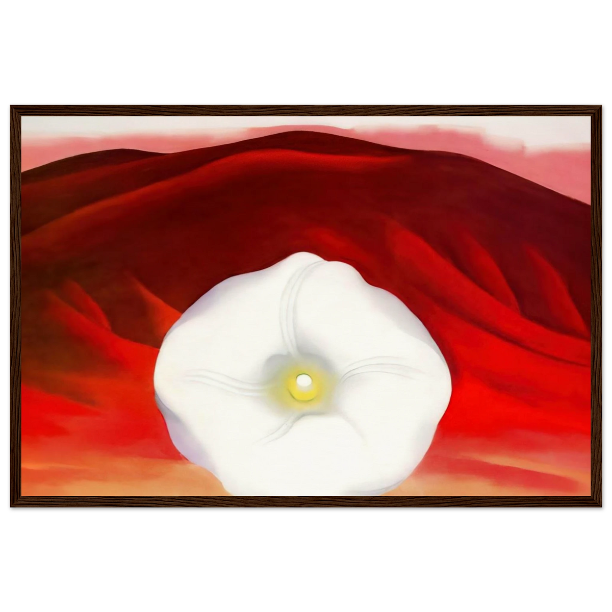 Red hills and white flower Framed Poster | Georgia O'Keeffe Framed Prints Wall Art | Georgia O Keeffe Prints