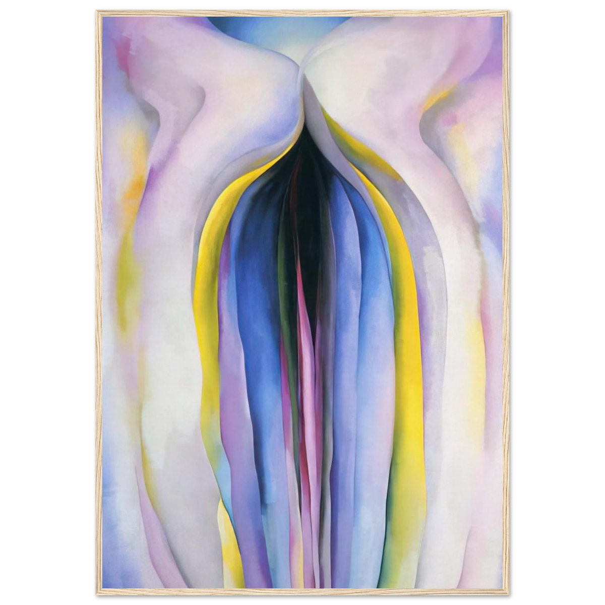 Grey Line With Black, Blue And Yellow Framed Poster | Georgia O'Keeffe Framed Prints Wall Art | Georgia O Keeffe Prints