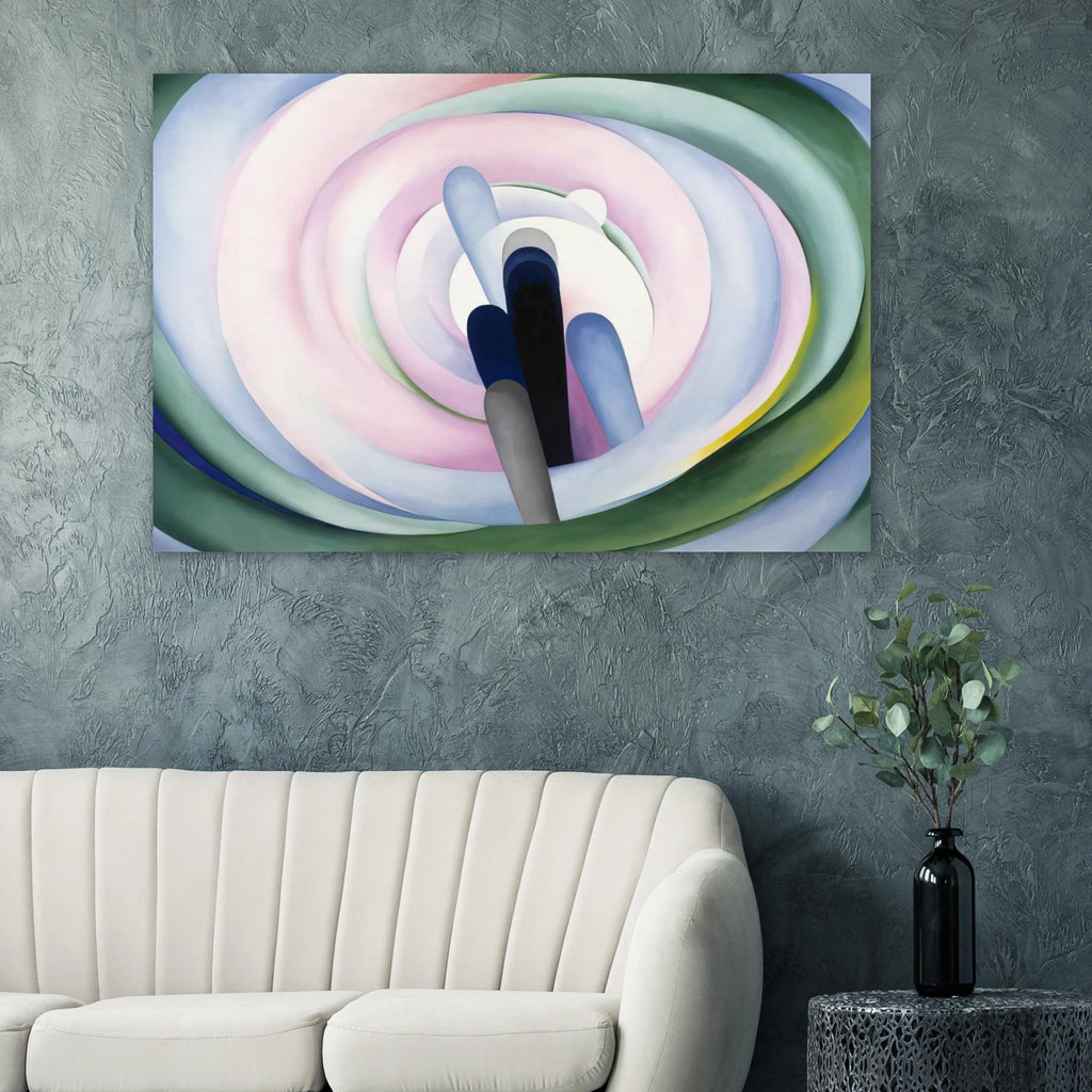 Grey Blue and Black, Pink Circle Poster | Georgia O'Keeffe Poster | Georgia O Keeffe Prints