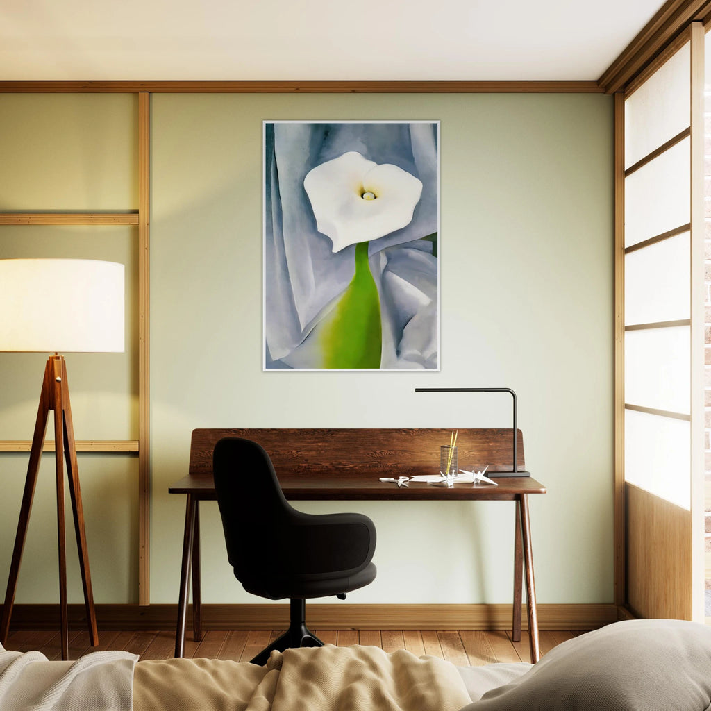 Calla Lily on Grey Framed Poster | Georgia O'Keeffe Framed Prints Wall Art | Georgia O Keeffe Prints