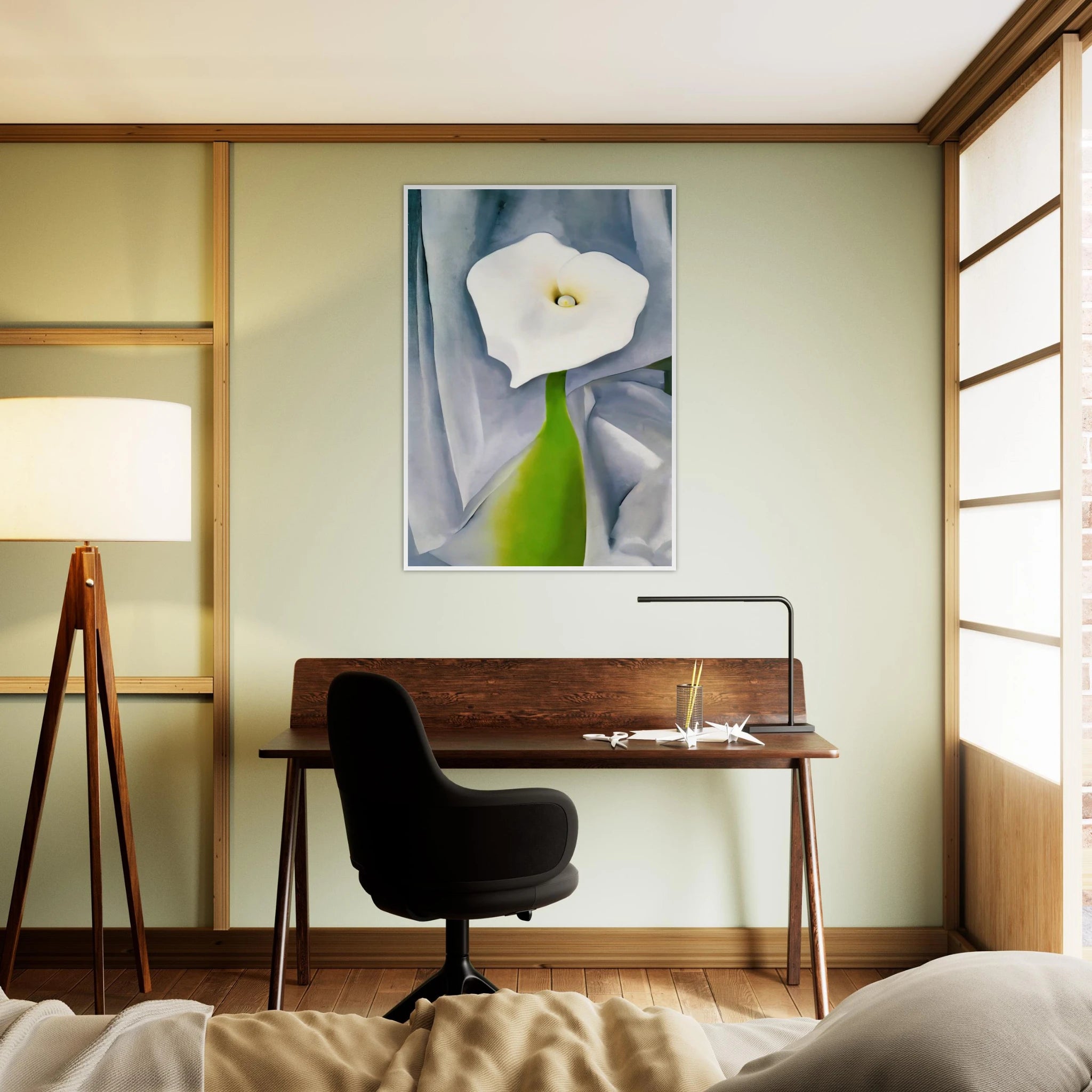 Calla Lily on Grey Framed Poster | Georgia O'Keeffe Framed Prints Wall Art | Georgia O Keeffe Prints