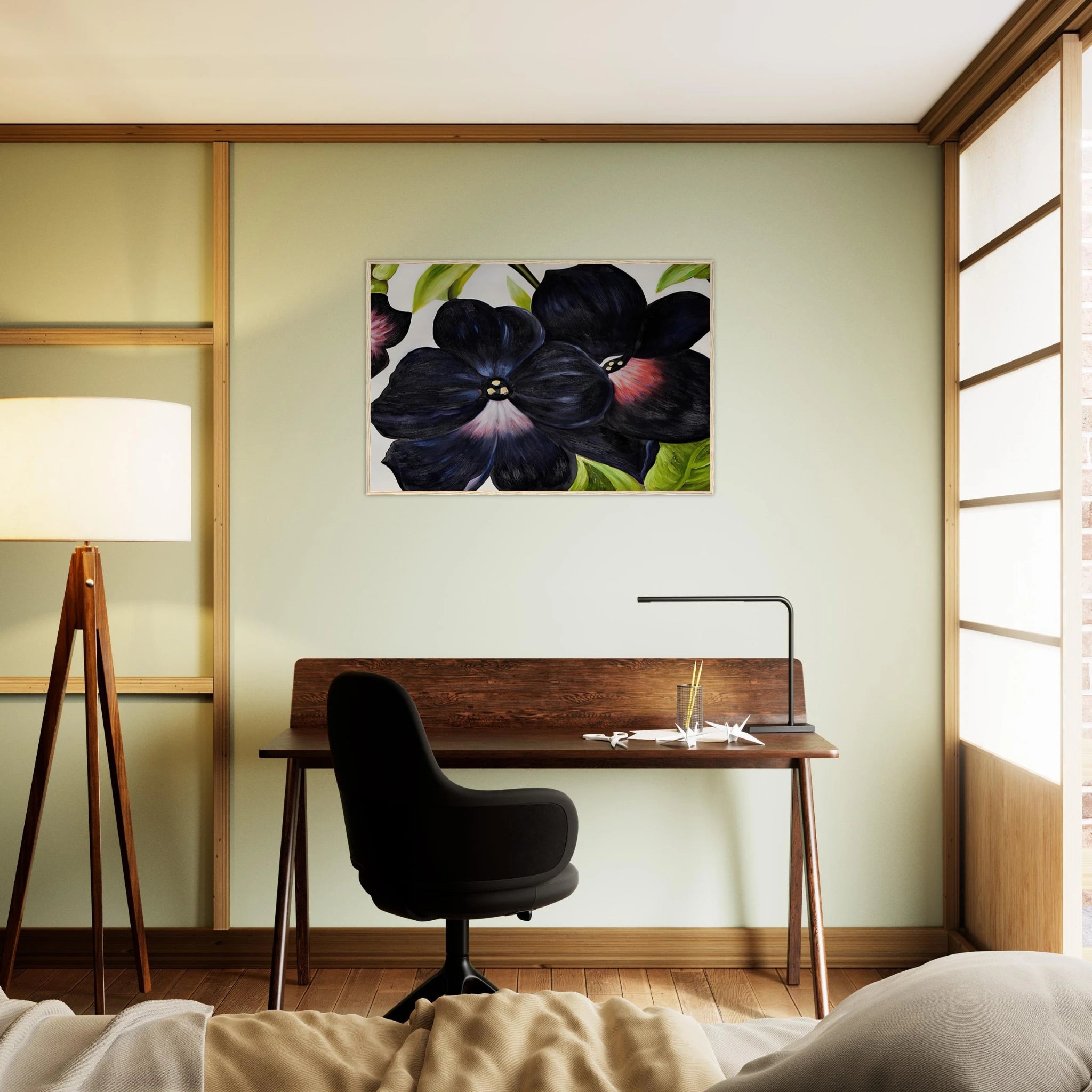 Black and Purple Petunias Framed Poster | Georgia O'Keeffe Framed Prints Wall Art | Georgia O Keeffe Prints