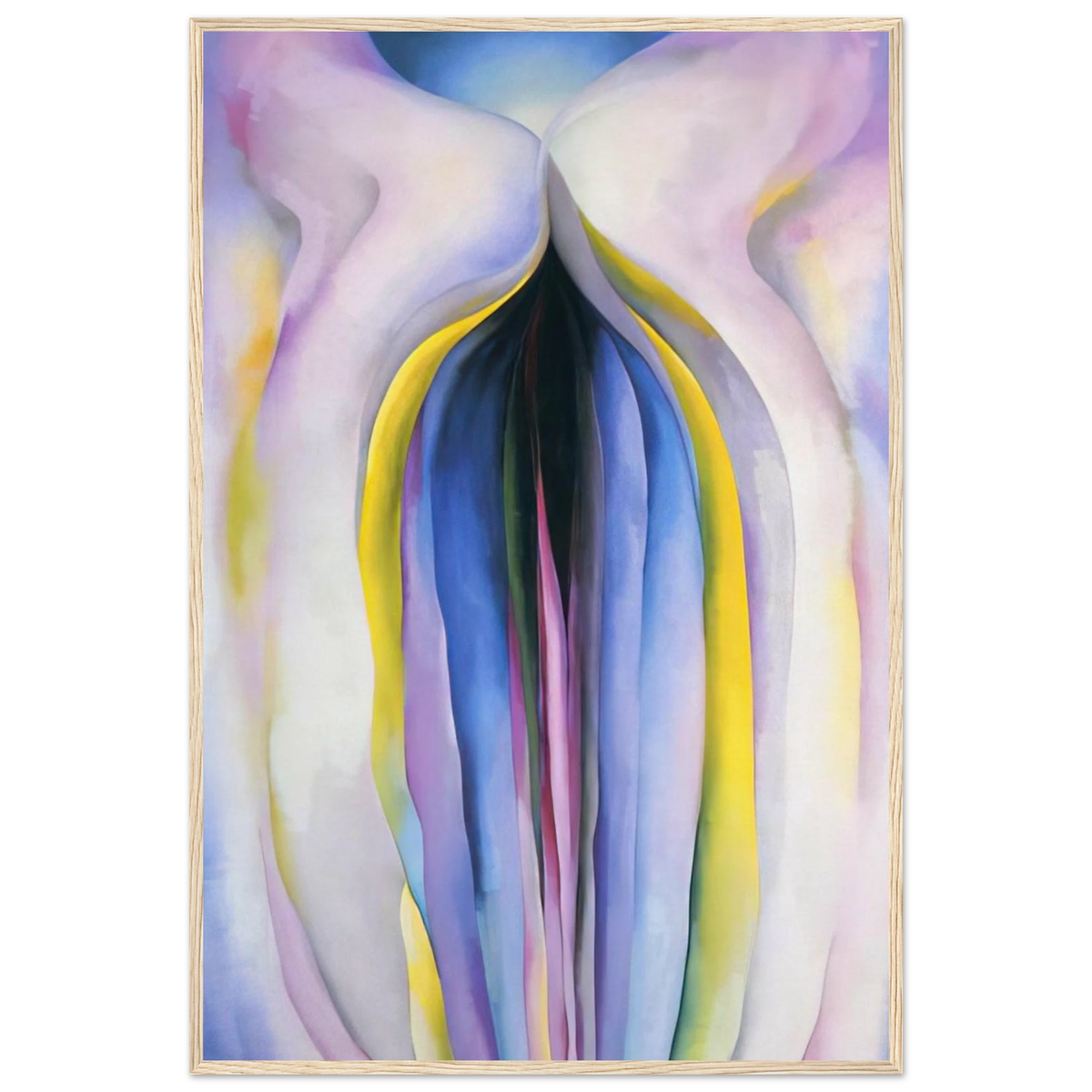 Grey Line With Black, Blue And Yellow Framed Poster | Georgia O'Keeffe Framed Prints Wall Art | Georgia O Keeffe Prints