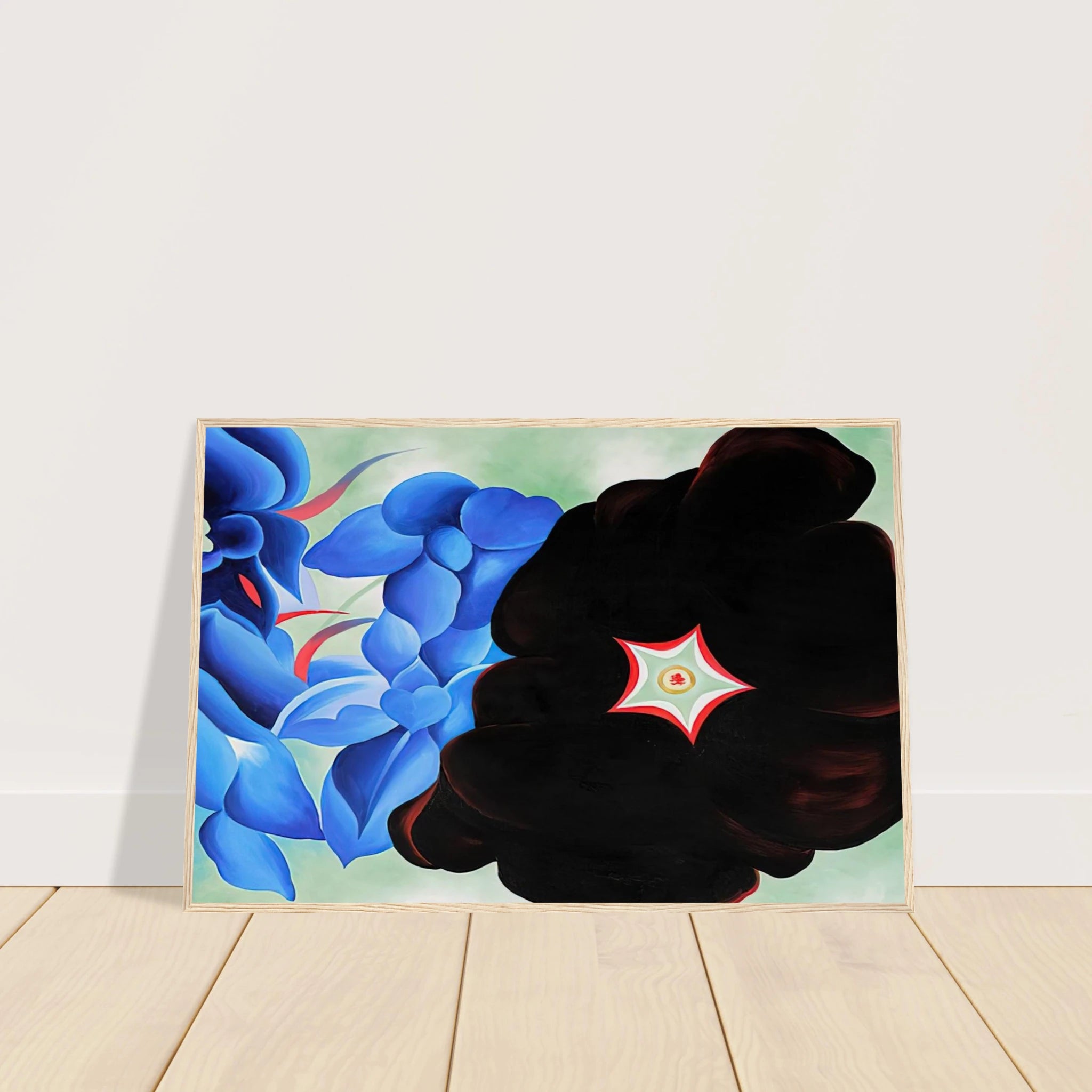 Black Hollyhock - Blue Larkspur Framed Poster | Georgia O'Keeffe Framed Prints Wall Art | Georgia O Keeffe Prints