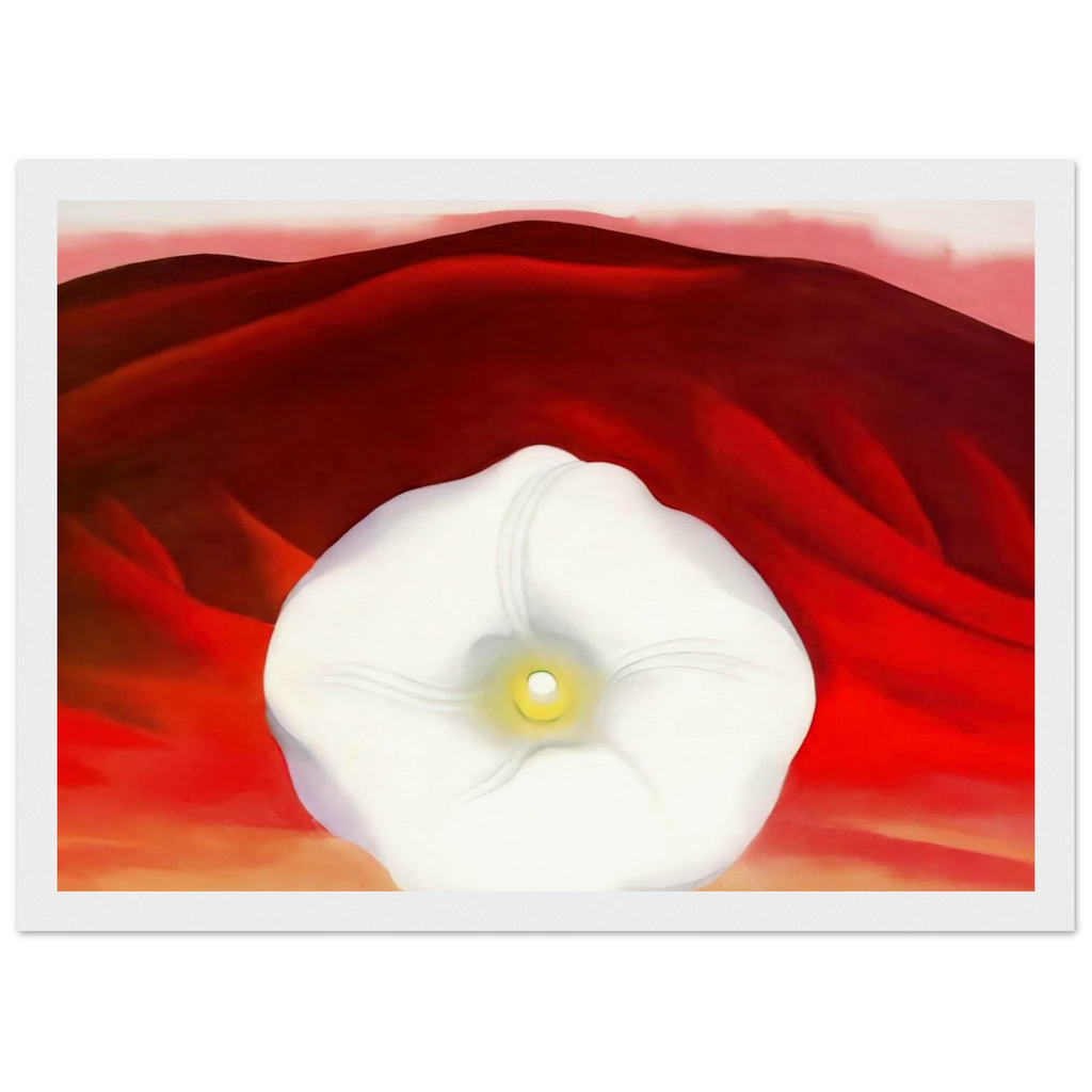 Red hills and white flower Framed Poster | Georgia O'Keeffe Framed Prints Wall Art | Georgia O Keeffe Prints