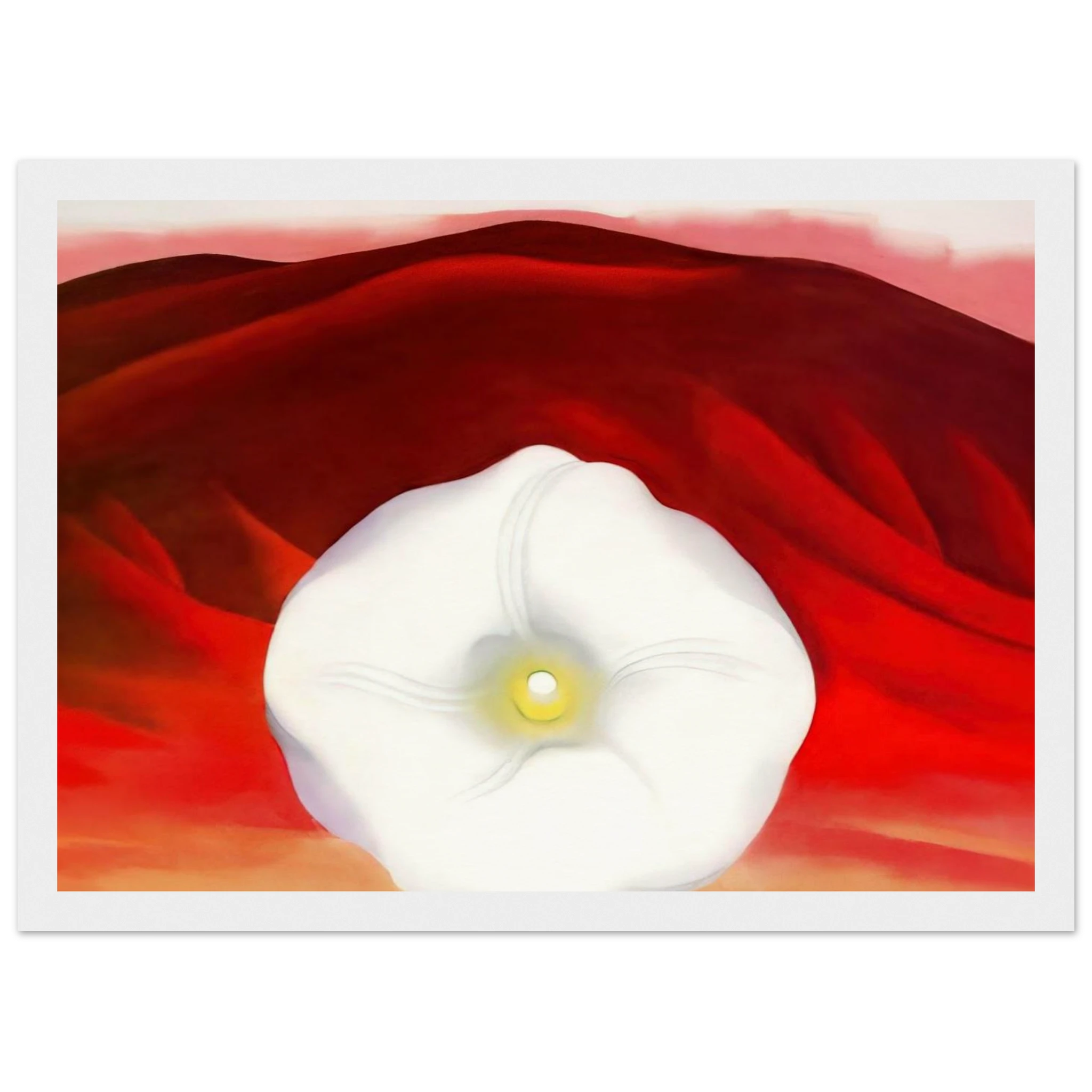 Red hills and white flower Framed Poster | Georgia O'Keeffe Framed Prints Wall Art | Georgia O Keeffe Prints