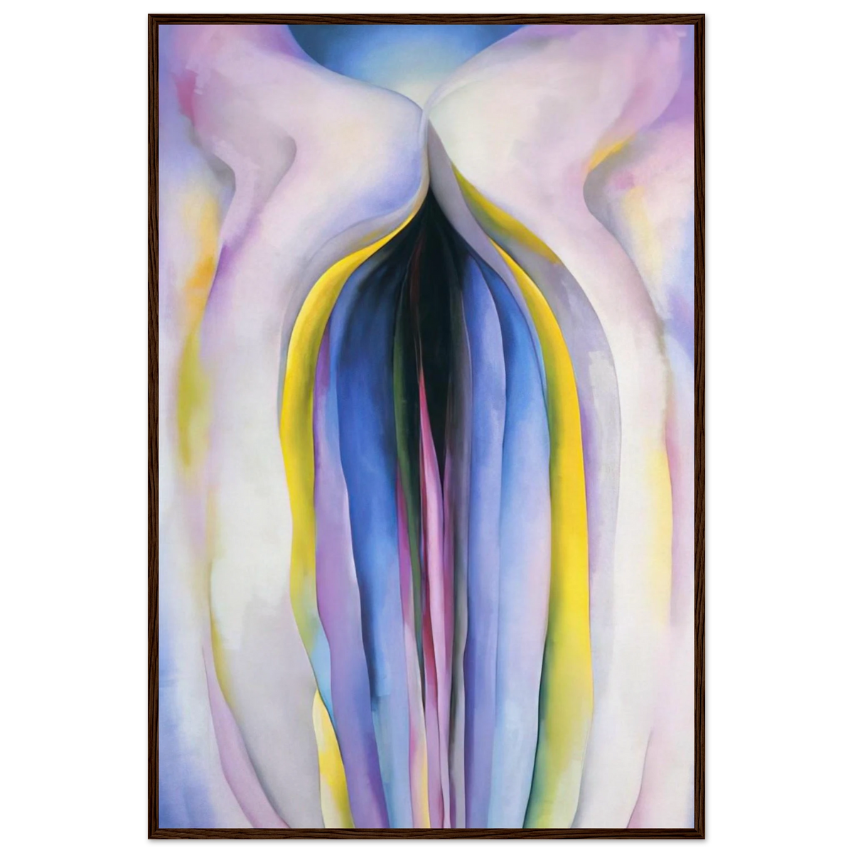 Grey Line With Black, Blue And Yellow Framed Poster | Georgia O'Keeffe Framed Prints Wall Art | Georgia O Keeffe Prints