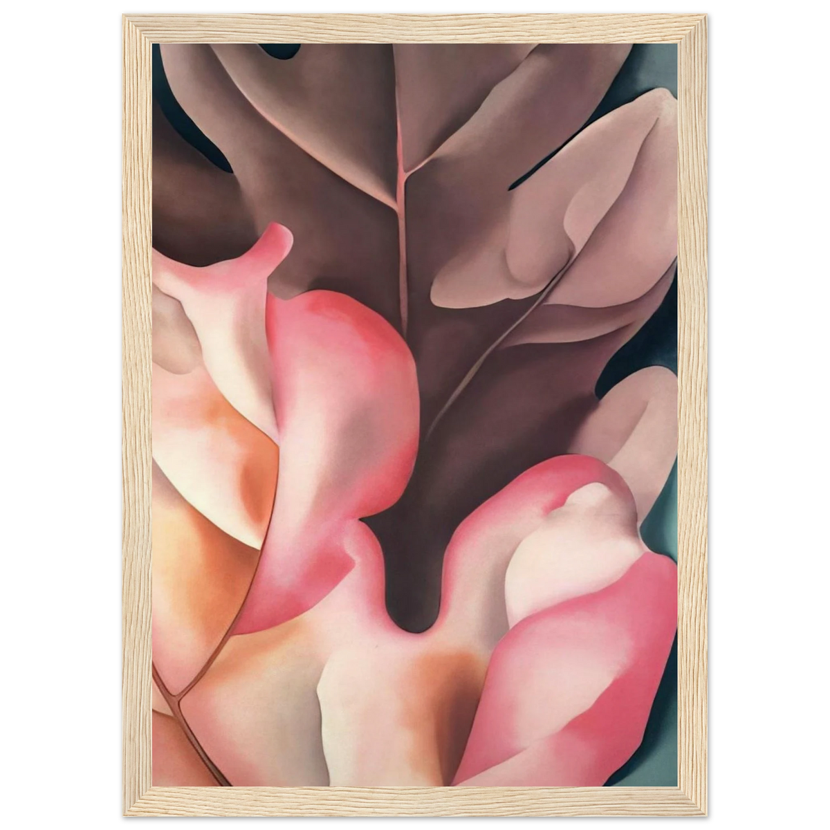 Oak Leaves Pink and Grey Framed Poster | Georgia O'Keeffe Framed Prints Wall Art | Georgia O Keeffe Prints