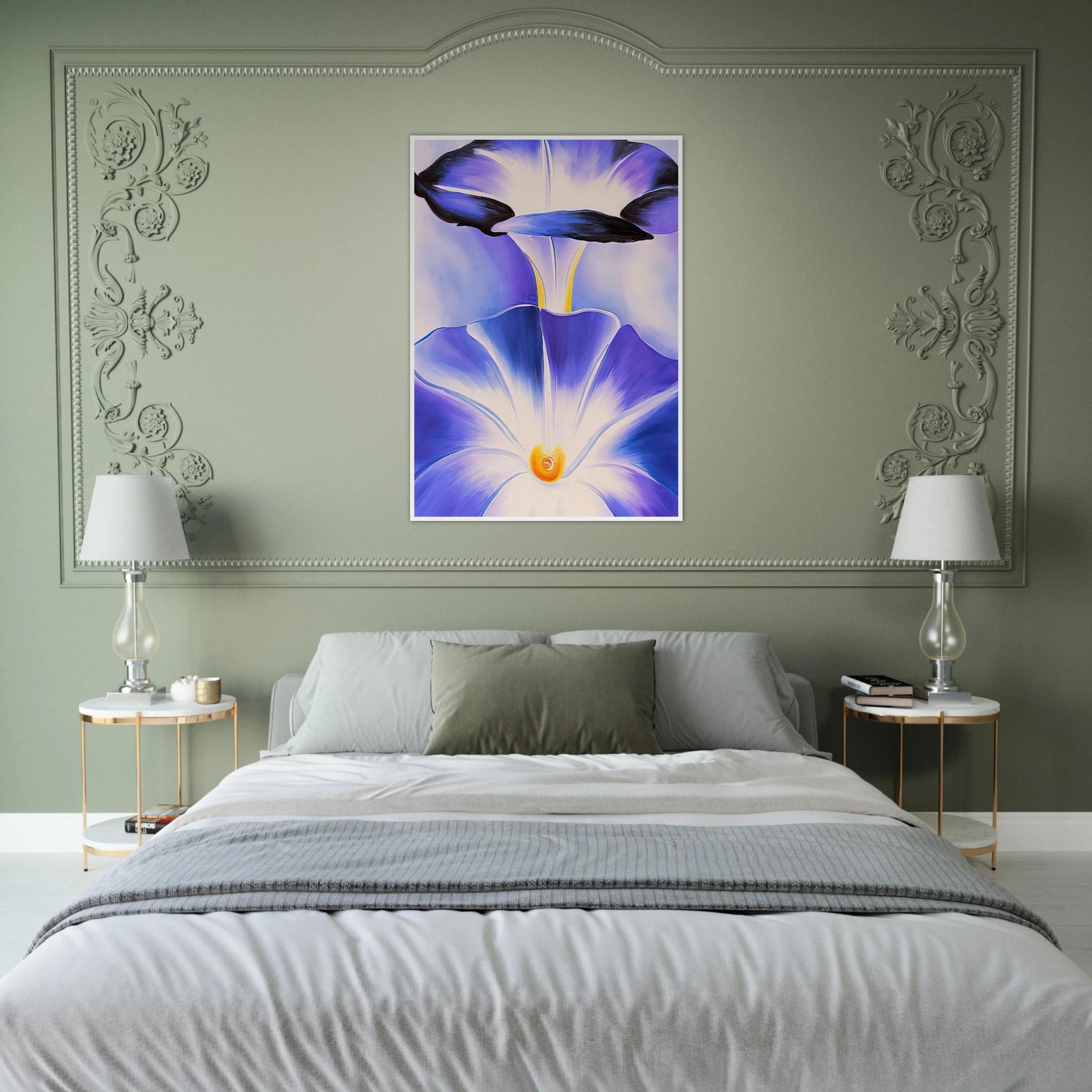 Blue Morning Glories Framed Poster | Georgia O'Keeffe Framed Prints Wall Art | Georgia O Keeffe Prints