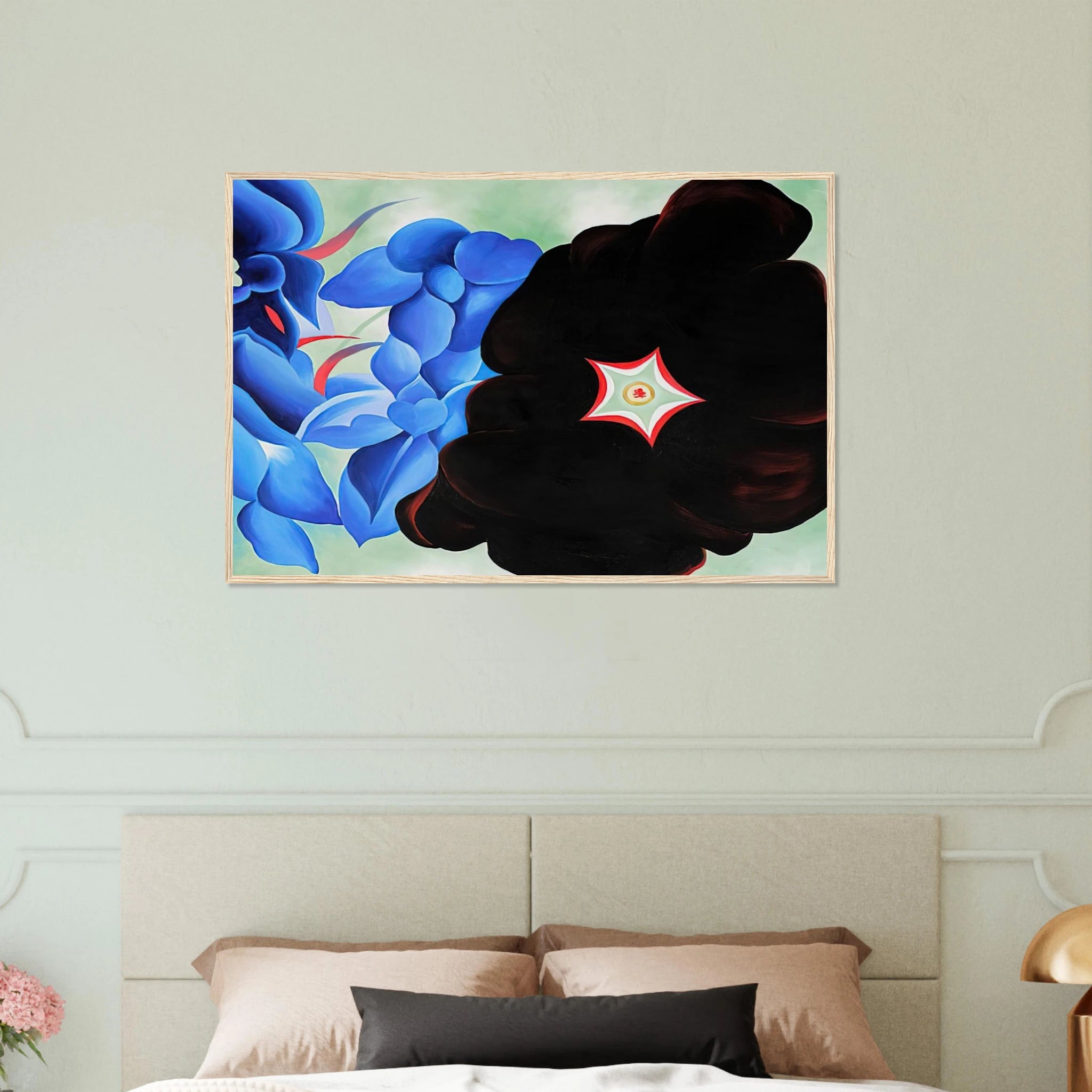 Black Hollyhock - Blue Larkspur Framed Poster | Georgia O'Keeffe Framed Prints Wall Art | Georgia O Keeffe Prints